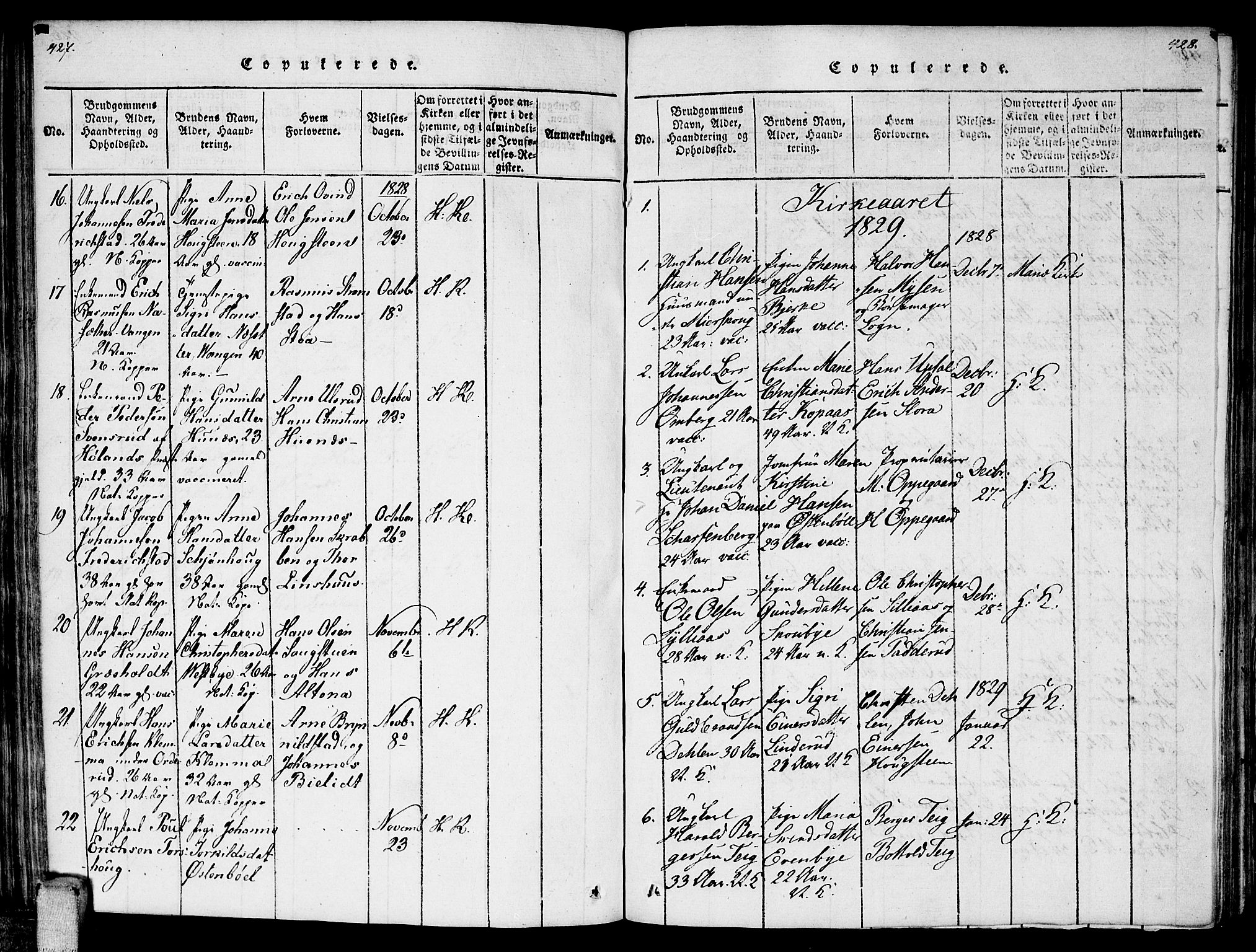 Enebakk prestekontor Kirkebøker, SAO/A-10171c/F/Fa/L0006: Parish register (official) no. I 6, 1815-1832, p. 427-428