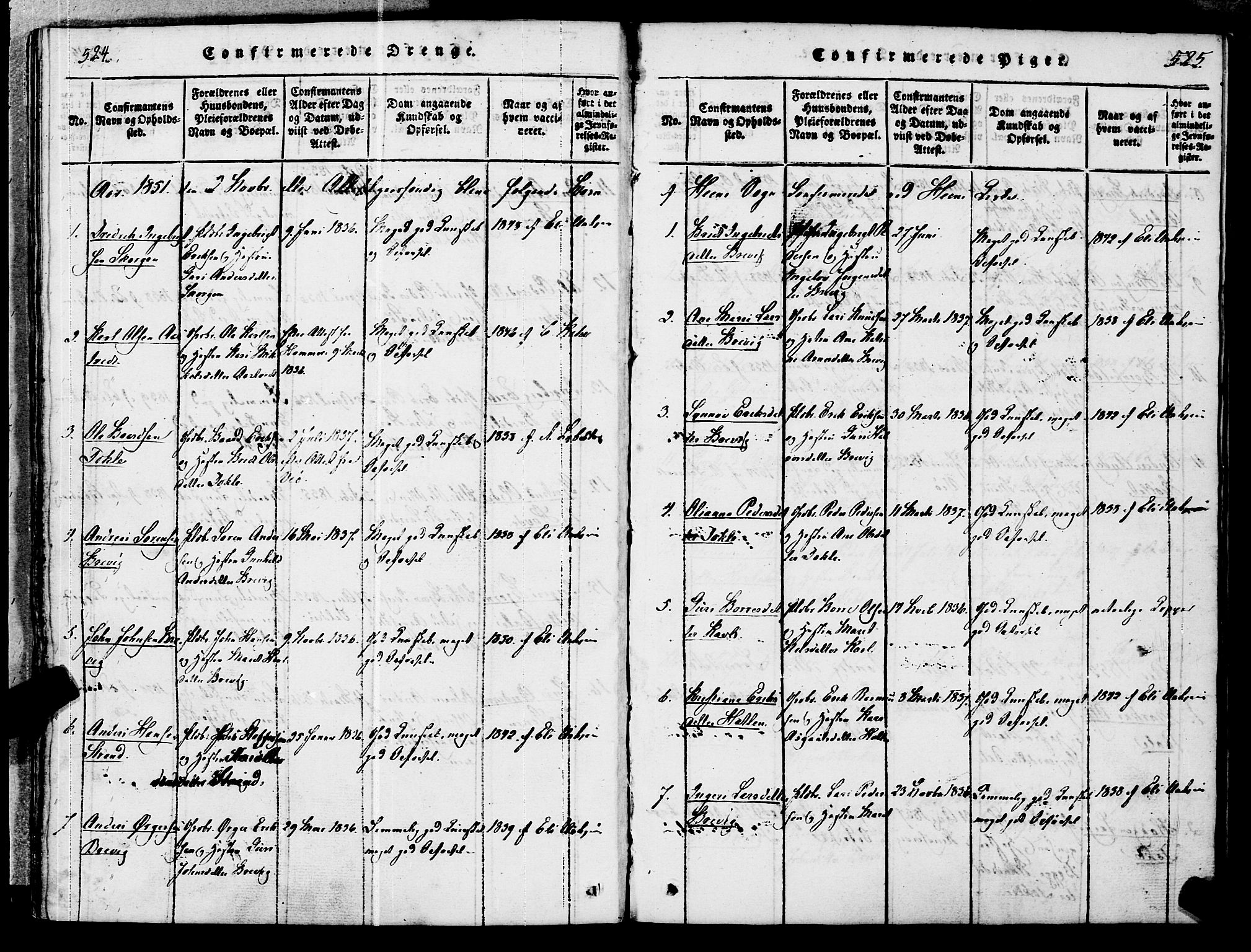Ministerialprotokoller, klokkerbøker og fødselsregistre - Møre og Romsdal, SAT/A-1454/545/L0585: Parish register (official) no. 545A01, 1818-1853, p. 524-525