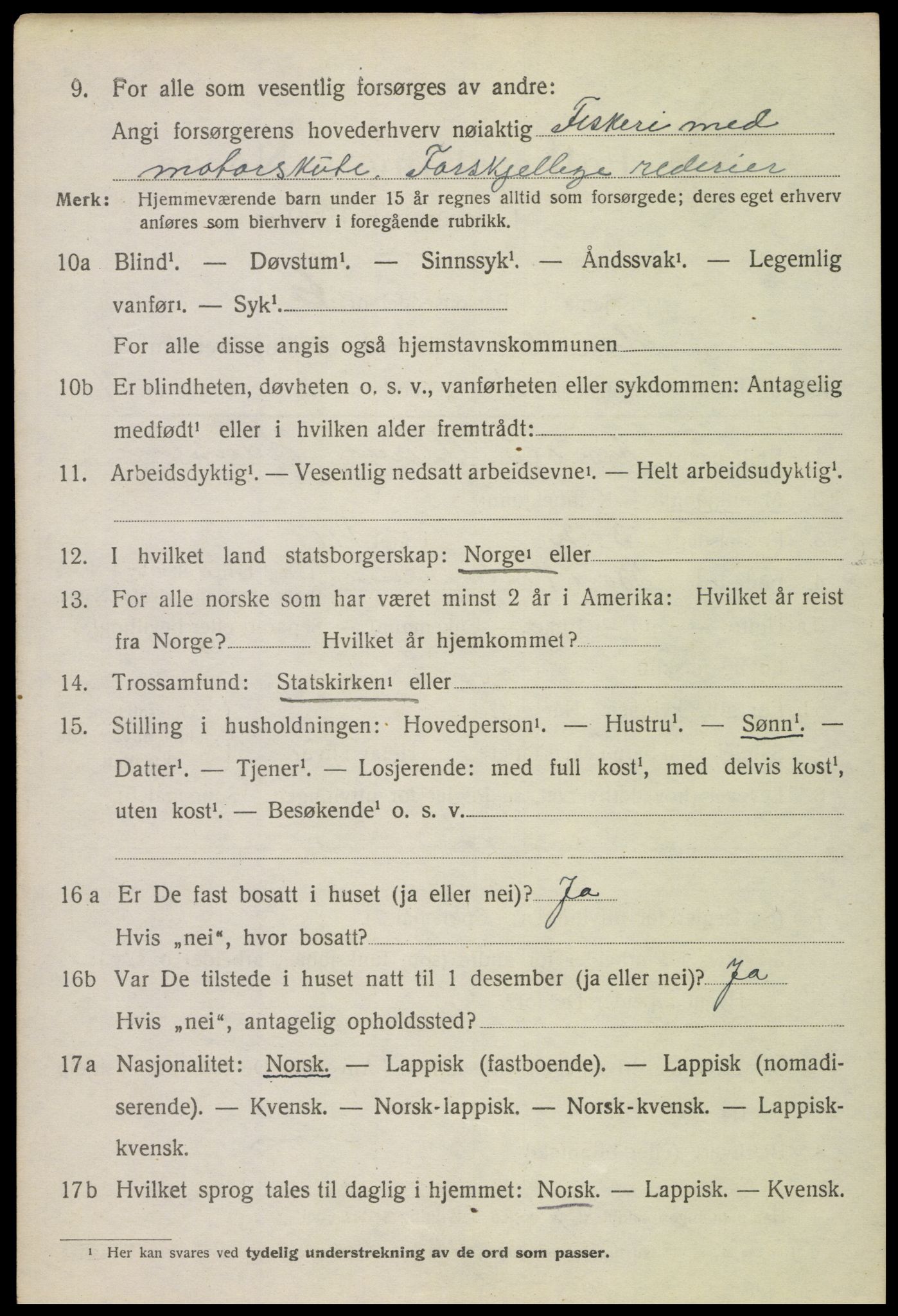 SAT, 1920 census for Hadsel, 1920, p. 3405