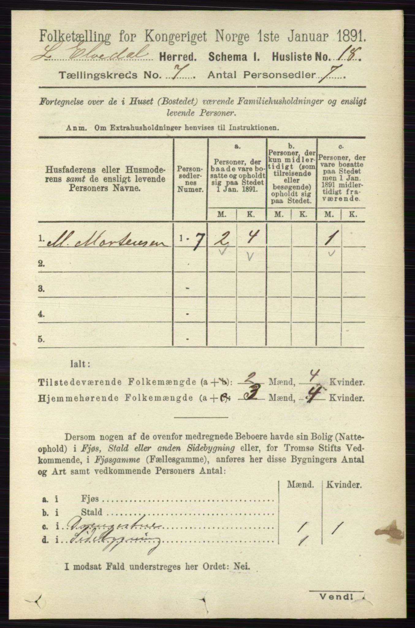 RA, 1891 census for 0438 Lille Elvedalen, 1891, p. 2263