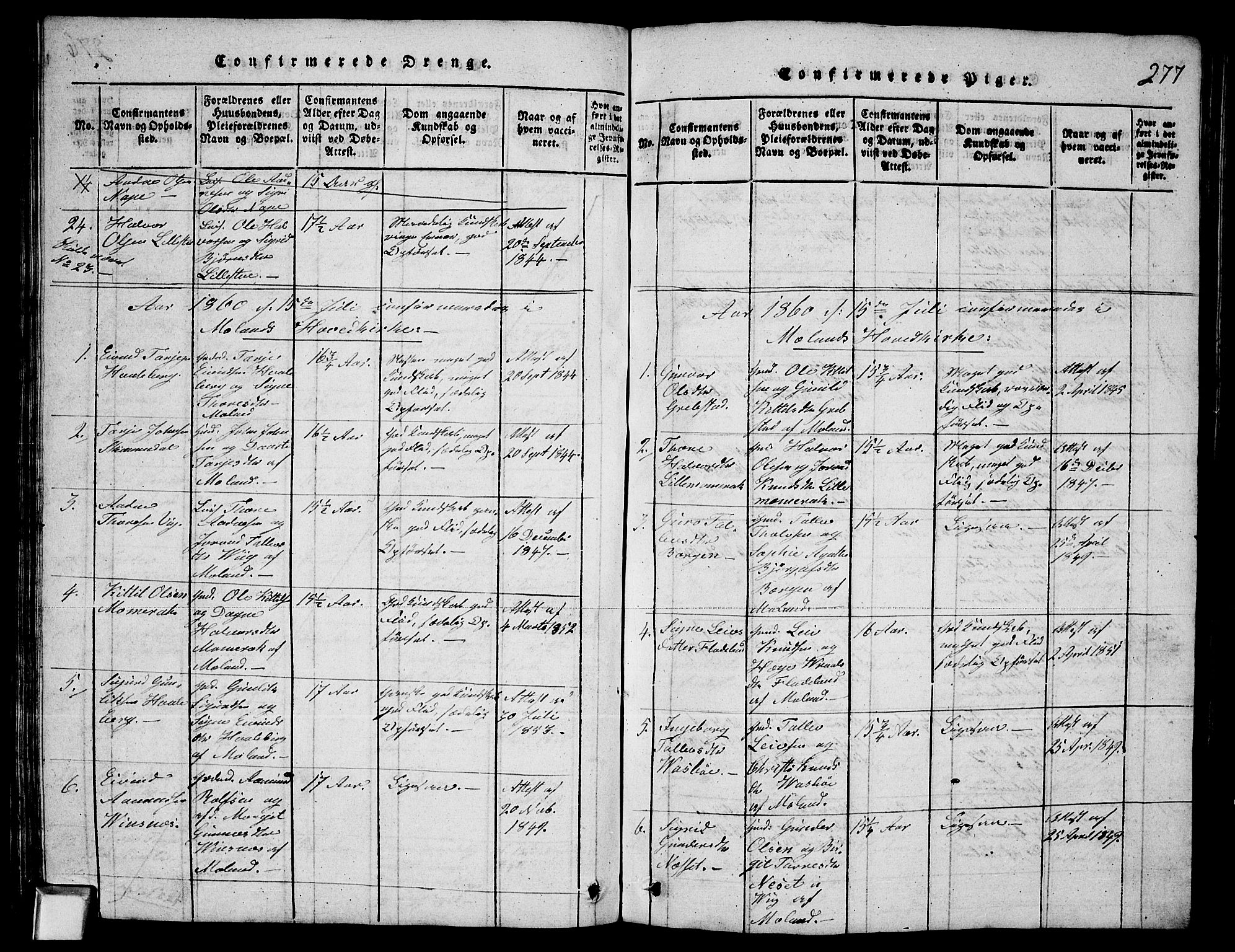 Fyresdal kirkebøker, SAKO/A-263/G/Ga/L0003: Parish register (copy) no. I 3, 1815-1863, p. 277
