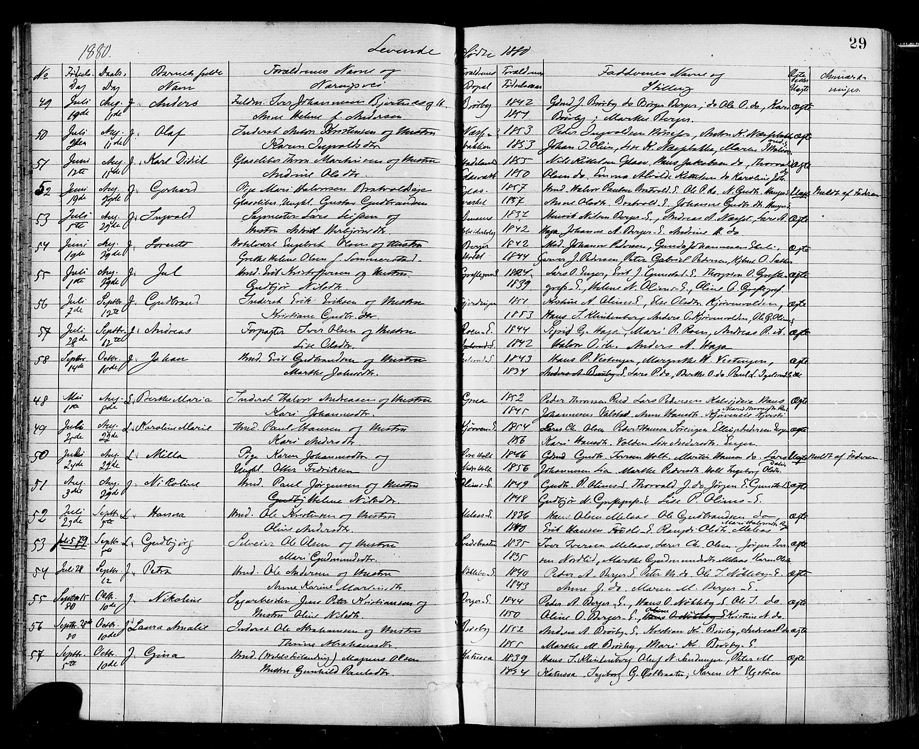 Jevnaker prestekontor, SAH/PREST-116/H/Ha/Haa/L0008: Parish register (official) no. 8, 1877-1890, p. 29