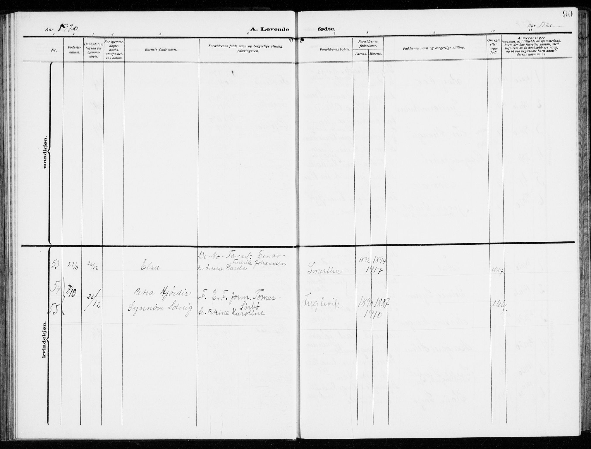 Kråkerøy prestekontor Kirkebøker, AV/SAO-A-10912/G/Ga/L0001: Parish register (copy) no. 1, 1908-1944, p. 90