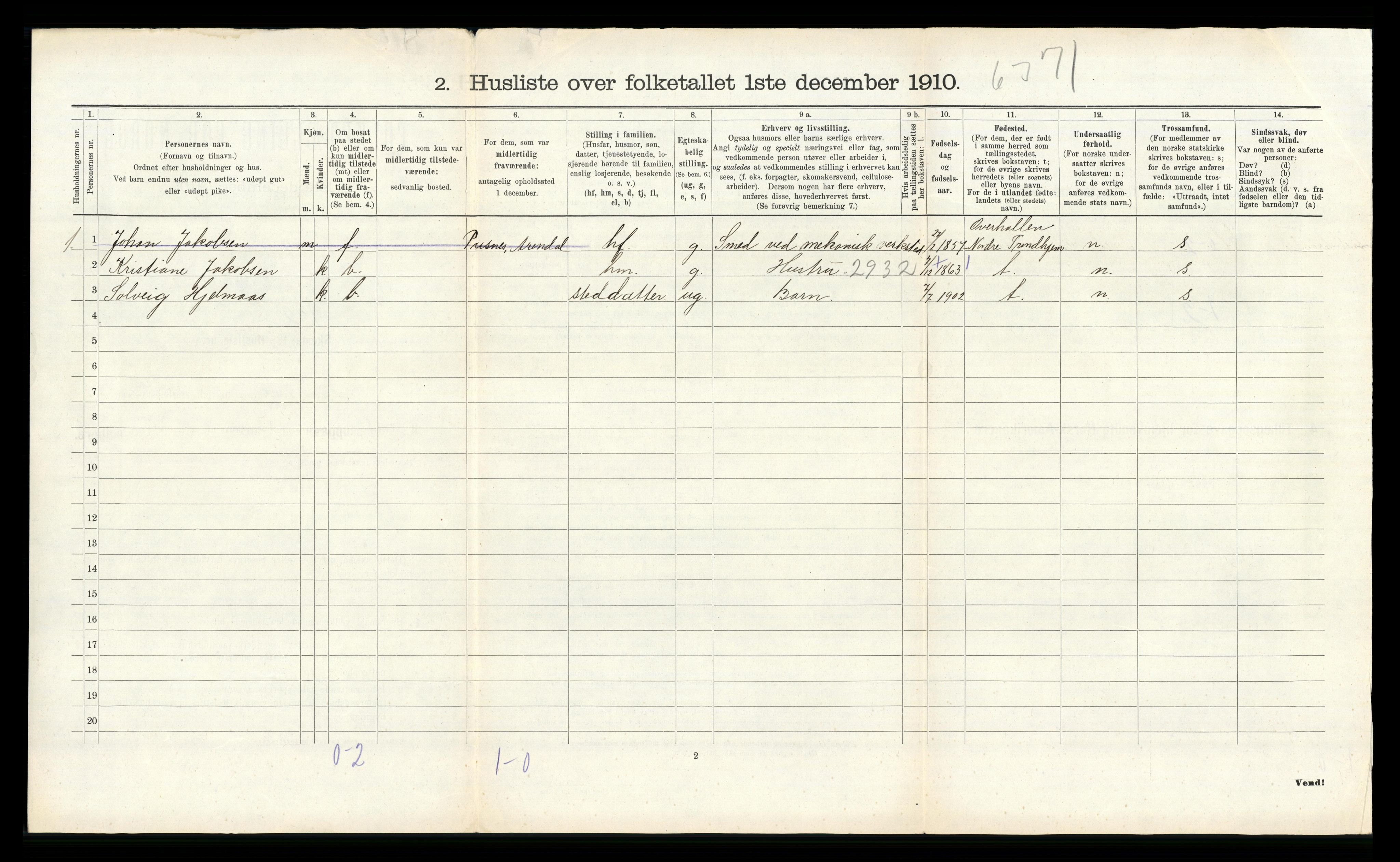 RA, 1910 census for Fjære, 1910, p. 1838