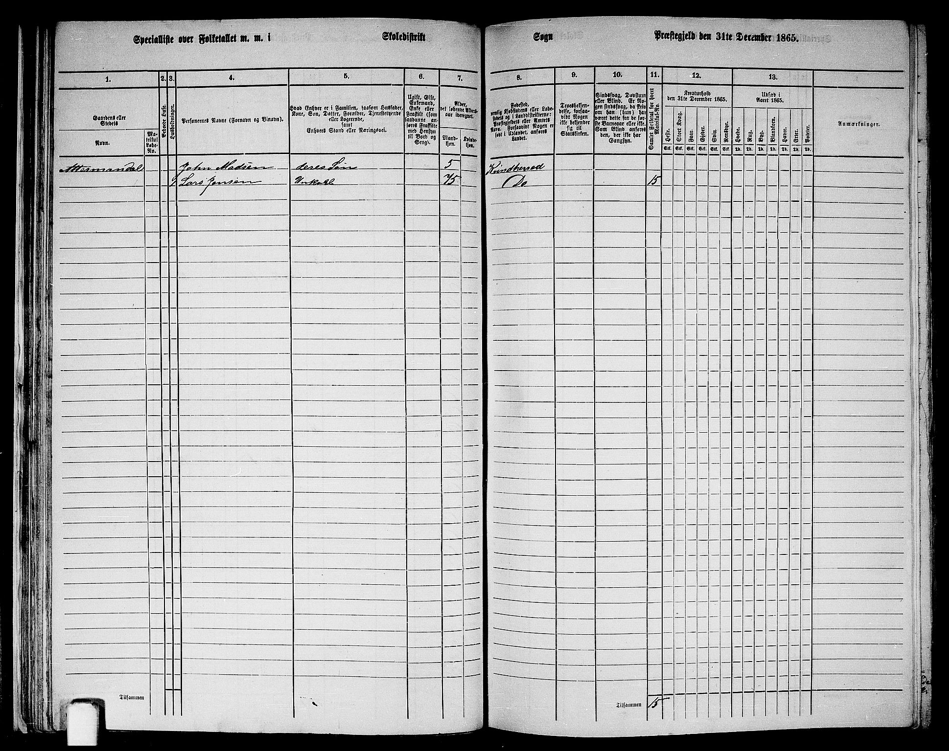 RA, 1865 census for Kvinnherad, 1865, p. 40