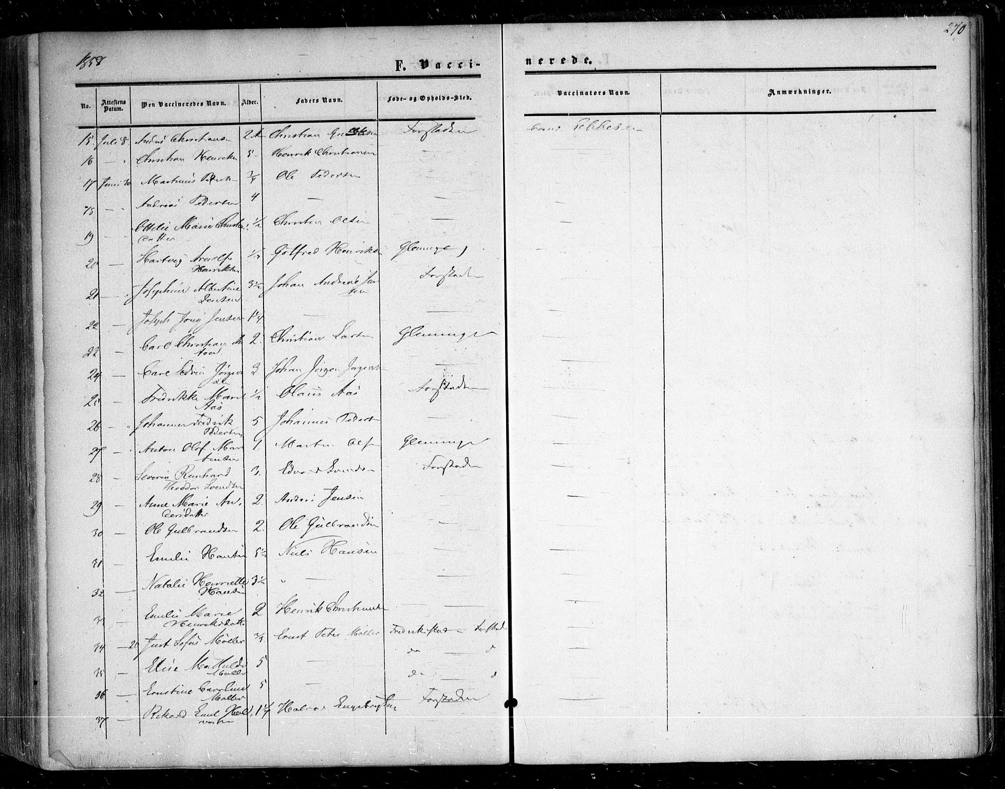 Glemmen prestekontor Kirkebøker, SAO/A-10908/F/Fa/L0007: Parish register (official) no. 7, 1853-1862, p. 270