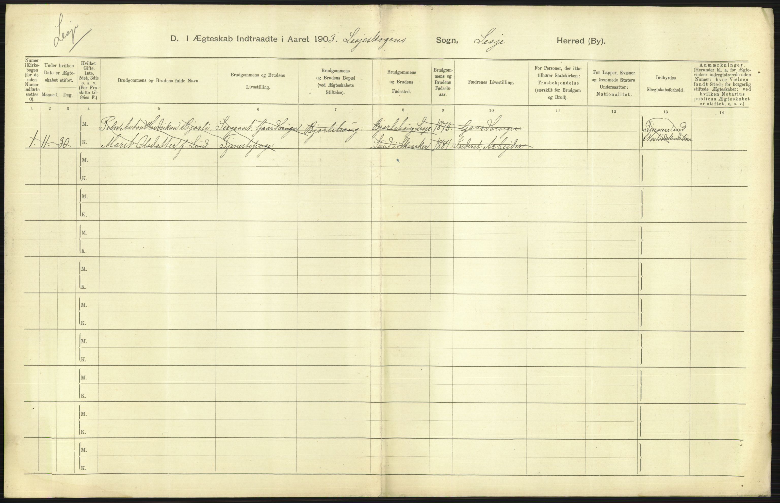 Statistisk sentralbyrå, Sosiodemografiske emner, Befolkning, AV/RA-S-2228/D/Df/Dfa/Dfaa/L0006: Kristians amt: Fødte, gifte, døde, 1903, p. 539