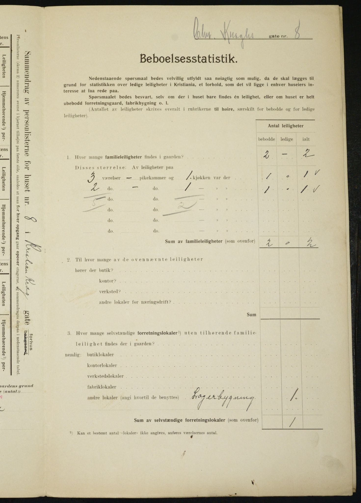 OBA, Municipal Census 1910 for Kristiania, 1910, p. 11248