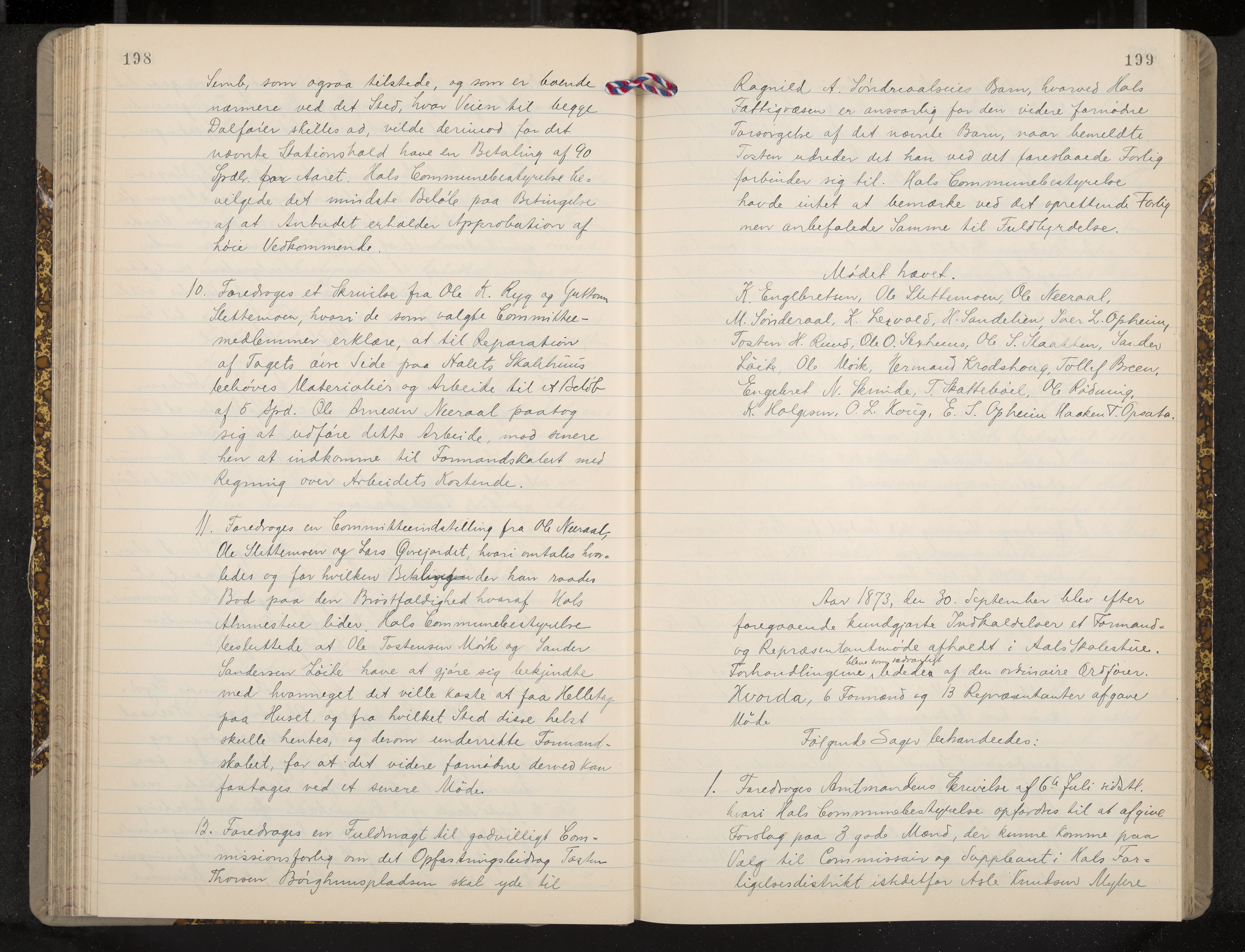 Ål formannskap og sentraladministrasjon, IKAK/0619021/A/Aa/L0003: Utskrift av møtebok, 1864-1880, p. 198-199