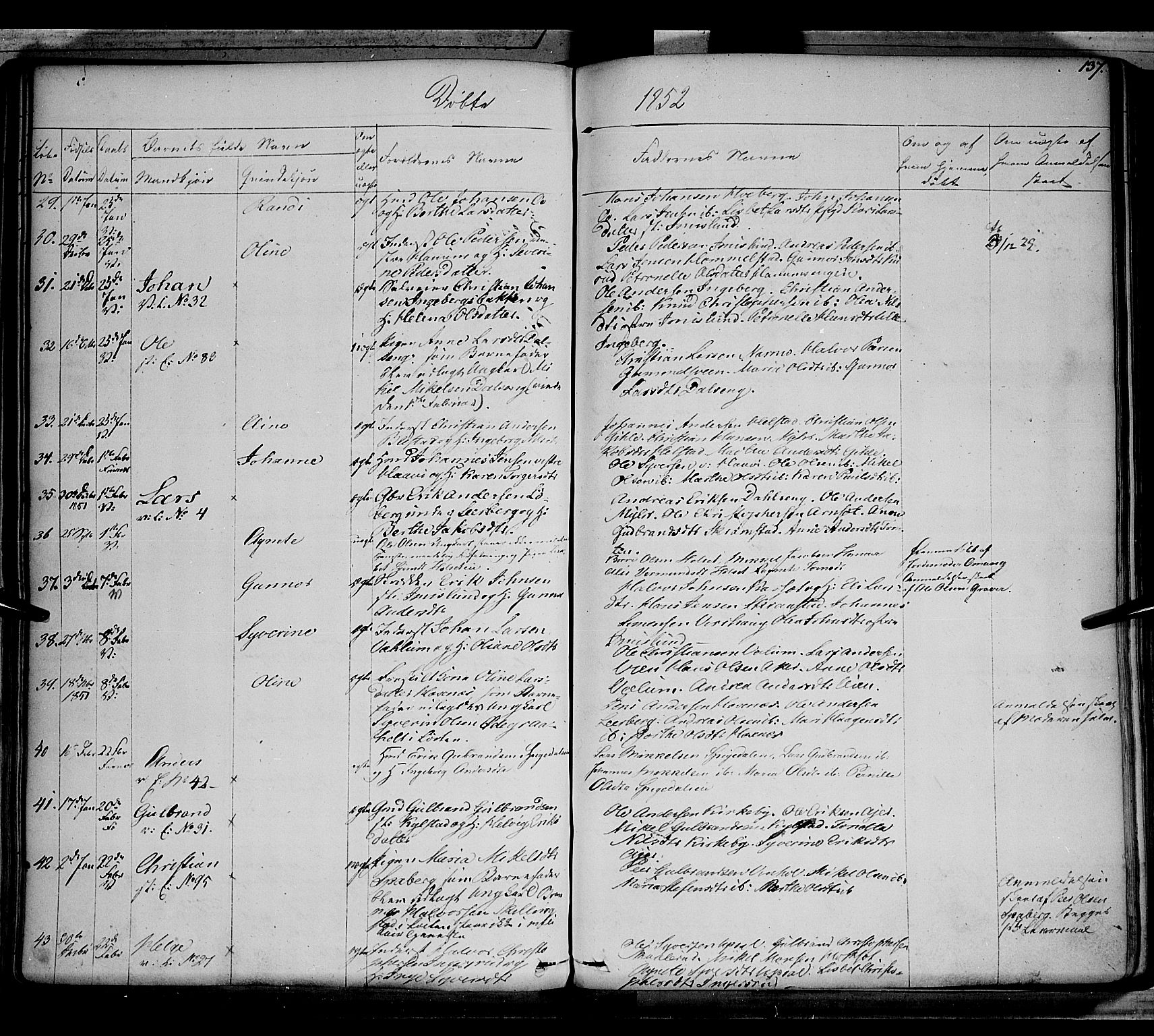 Vang prestekontor, Hedmark, AV/SAH-PREST-008/H/Ha/Haa/L0010: Parish register (official) no. 10, 1841-1855, p. 137