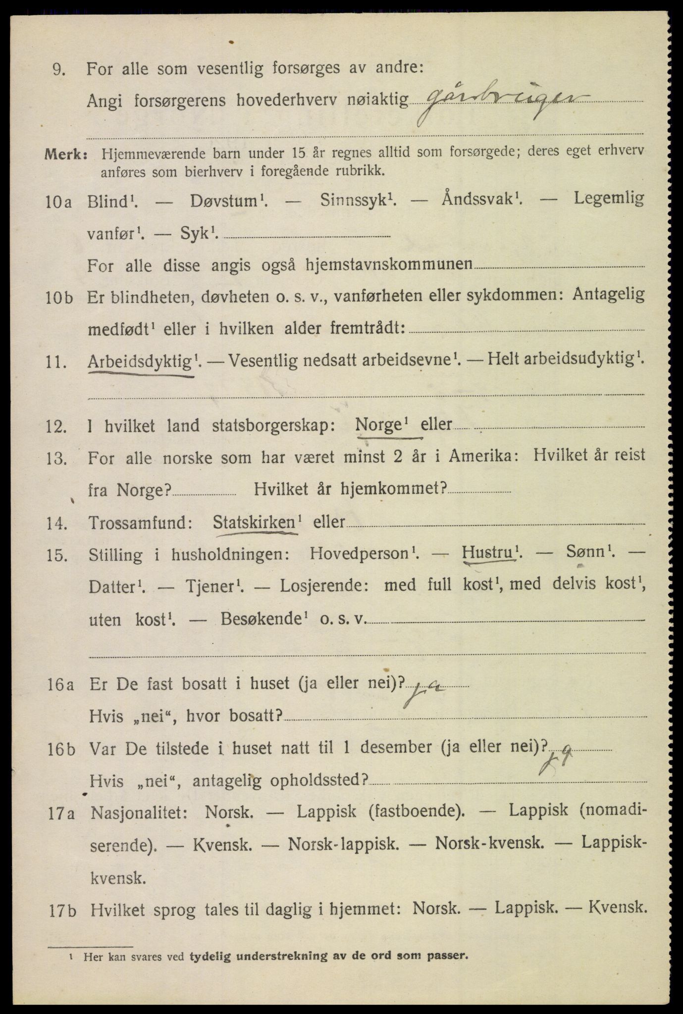 SAT, 1920 census for Skjerstad, 1920, p. 2152