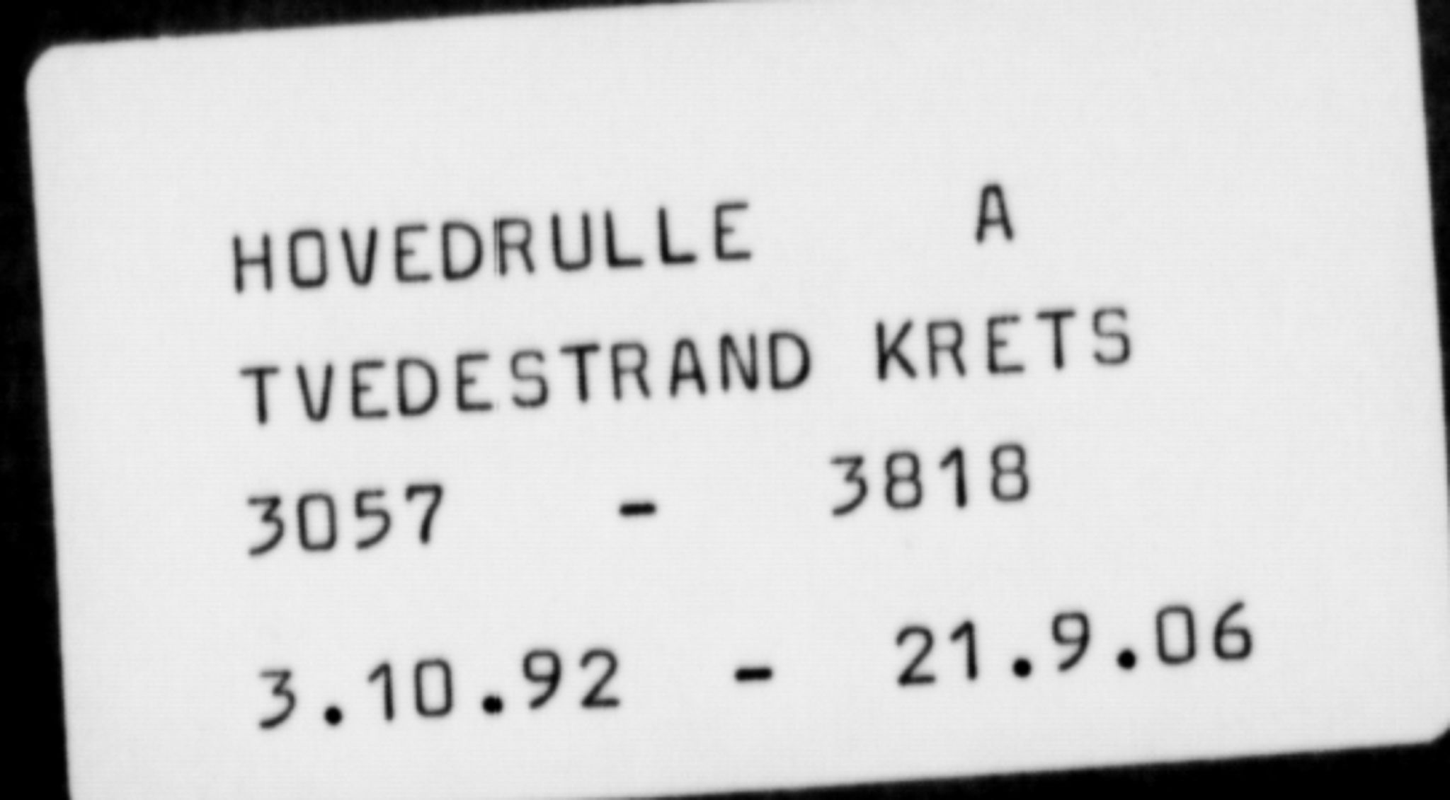 Tvedestrand mønstringskrets, SAK/2031-0011/F/Fb/L0019: Hovedrulle nr 3057-3818, U-35, 1892-1906, p. 1