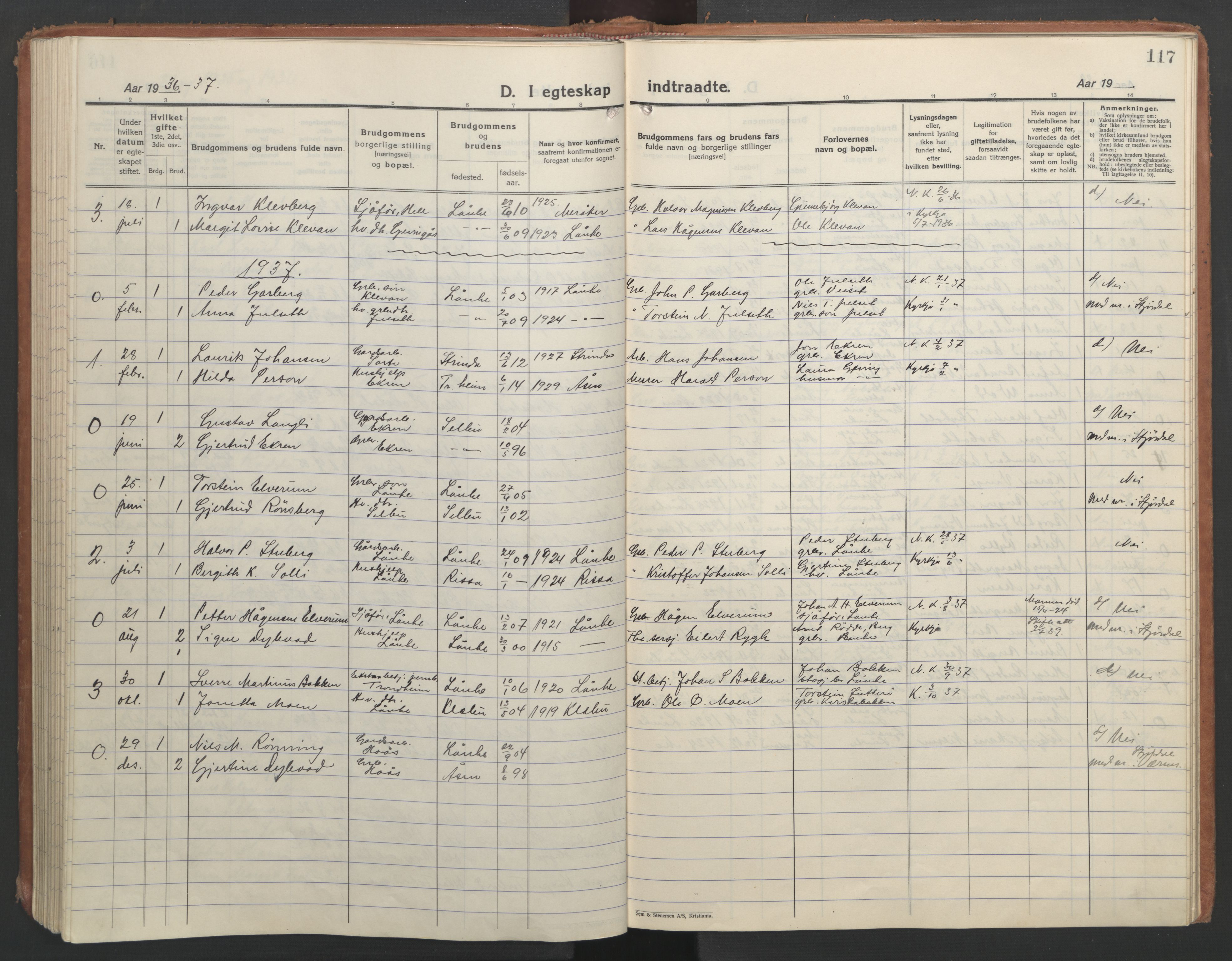 Ministerialprotokoller, klokkerbøker og fødselsregistre - Nord-Trøndelag, SAT/A-1458/710/L0097: Parish register (copy) no. 710C02, 1925-1955, p. 117