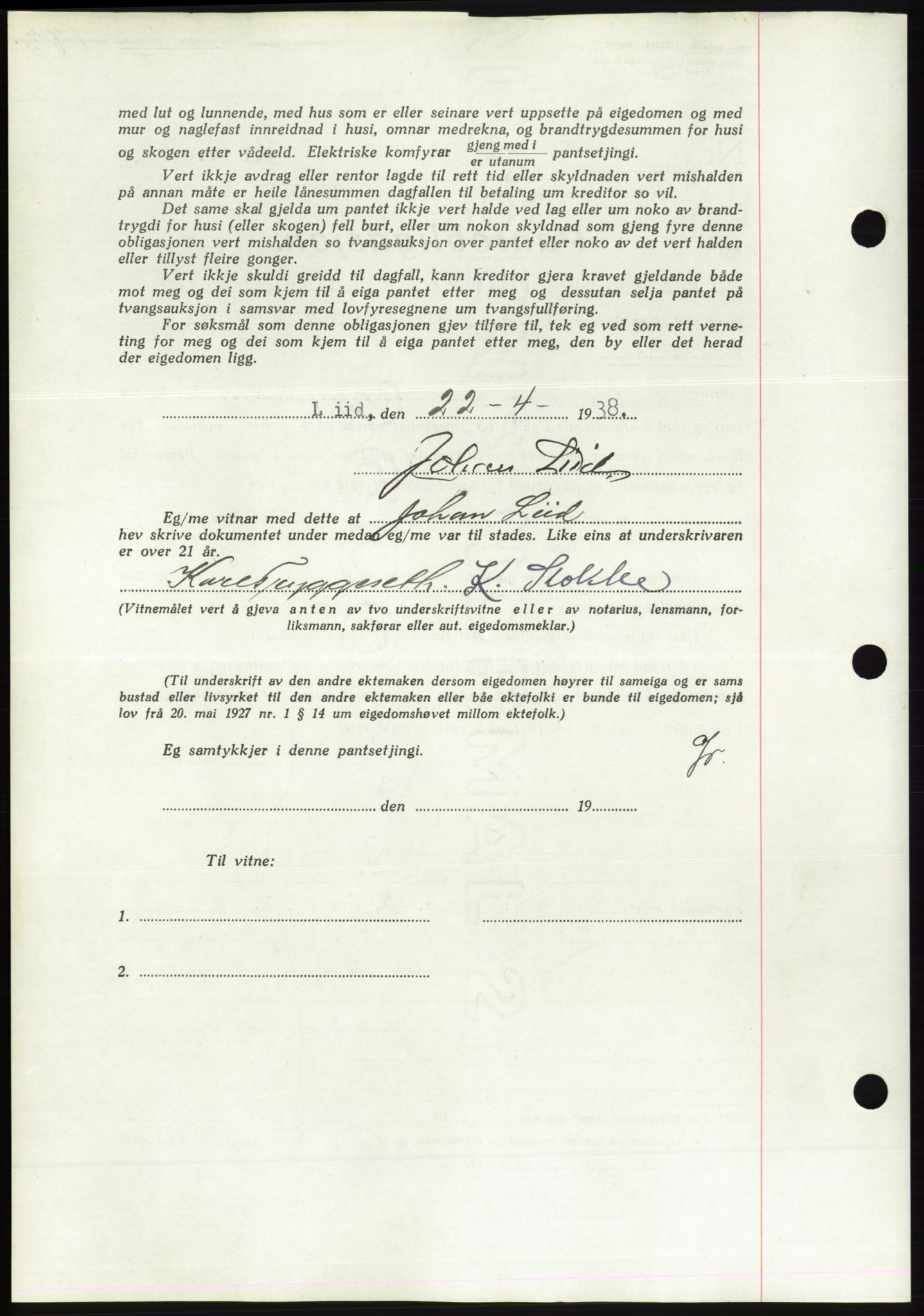 Søre Sunnmøre sorenskriveri, AV/SAT-A-4122/1/2/2C/L0065: Mortgage book no. 59, 1938-1938, Diary no: : 543/1938