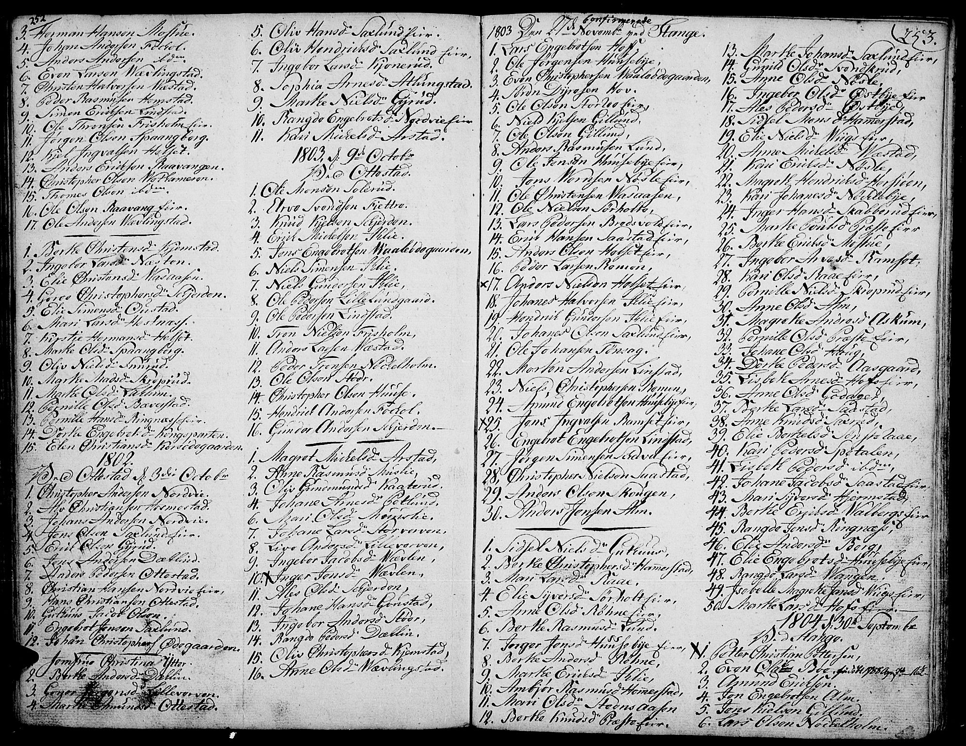 Stange prestekontor, SAH/PREST-002/K/L0007: Parish register (official) no. 7, 1788-1813, p. 252-253