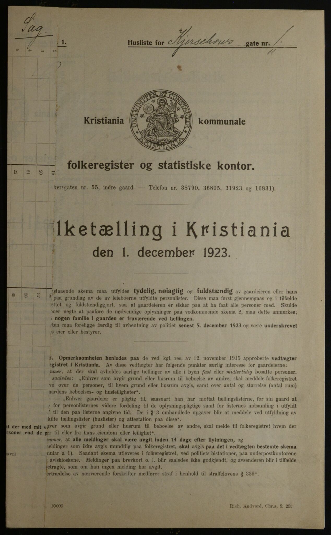 OBA, Municipal Census 1923 for Kristiania, 1923, p. 55155