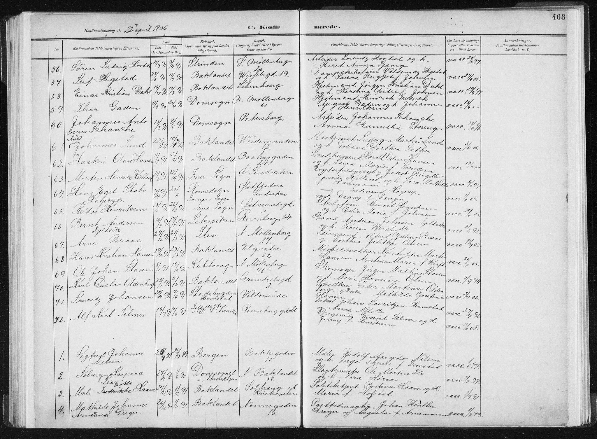 Ministerialprotokoller, klokkerbøker og fødselsregistre - Sør-Trøndelag, AV/SAT-A-1456/604/L0200: Parish register (official) no. 604A20II, 1901-1908, p. 463