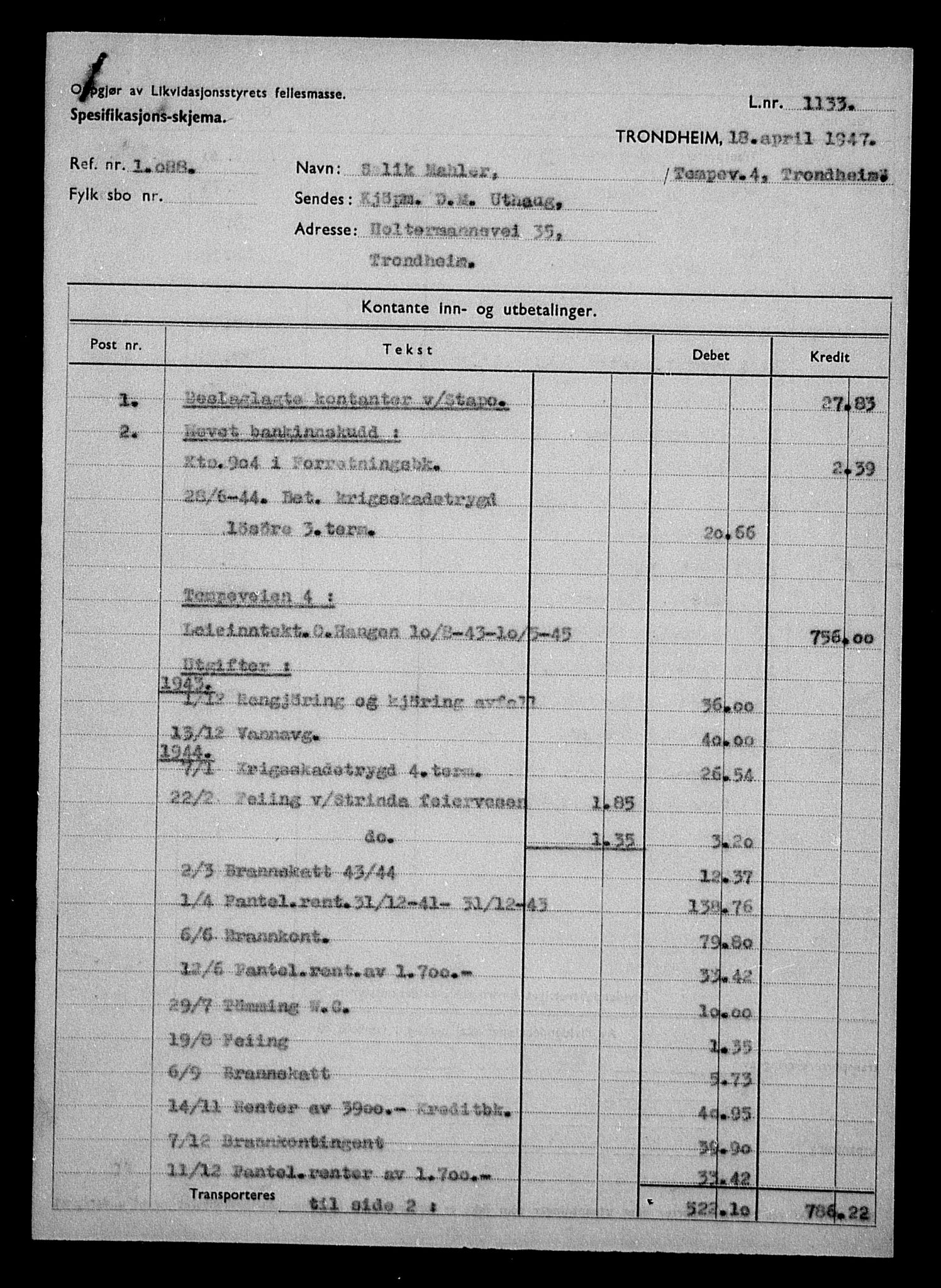 Justisdepartementet, Tilbakeføringskontoret for inndratte formuer, AV/RA-S-1564/H/Hc/Hca/L0903: --, 1945-1947, p. 403