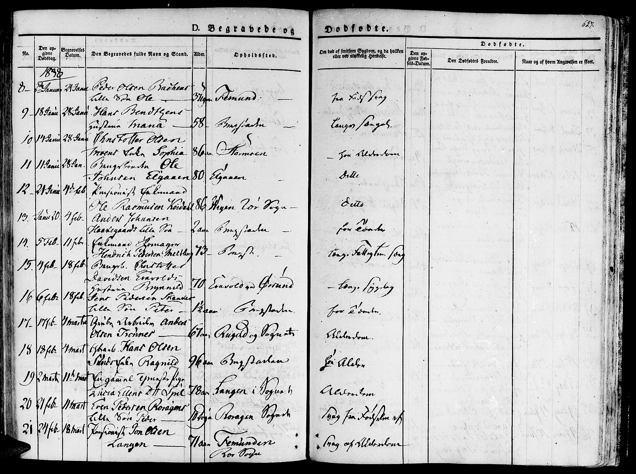 Ministerialprotokoller, klokkerbøker og fødselsregistre - Sør-Trøndelag, SAT/A-1456/681/L0930: Parish register (official) no. 681A08, 1829-1844, p. 627