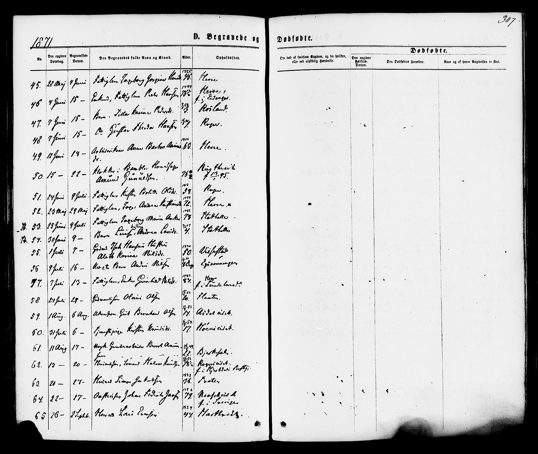 Bamble kirkebøker, SAKO/A-253/F/Fa/L0006: Parish register (official) no. I 6, 1869-1877, p. 307