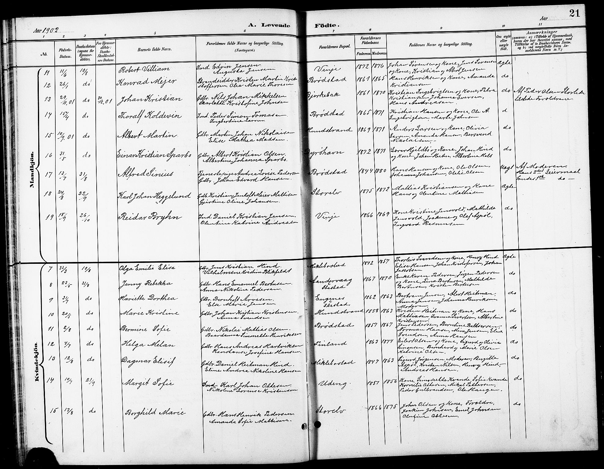 Tranøy sokneprestkontor, AV/SATØ-S-1313/I/Ia/Iab/L0014klokker: Parish register (copy) no. 14, 1896-1918, p. 21