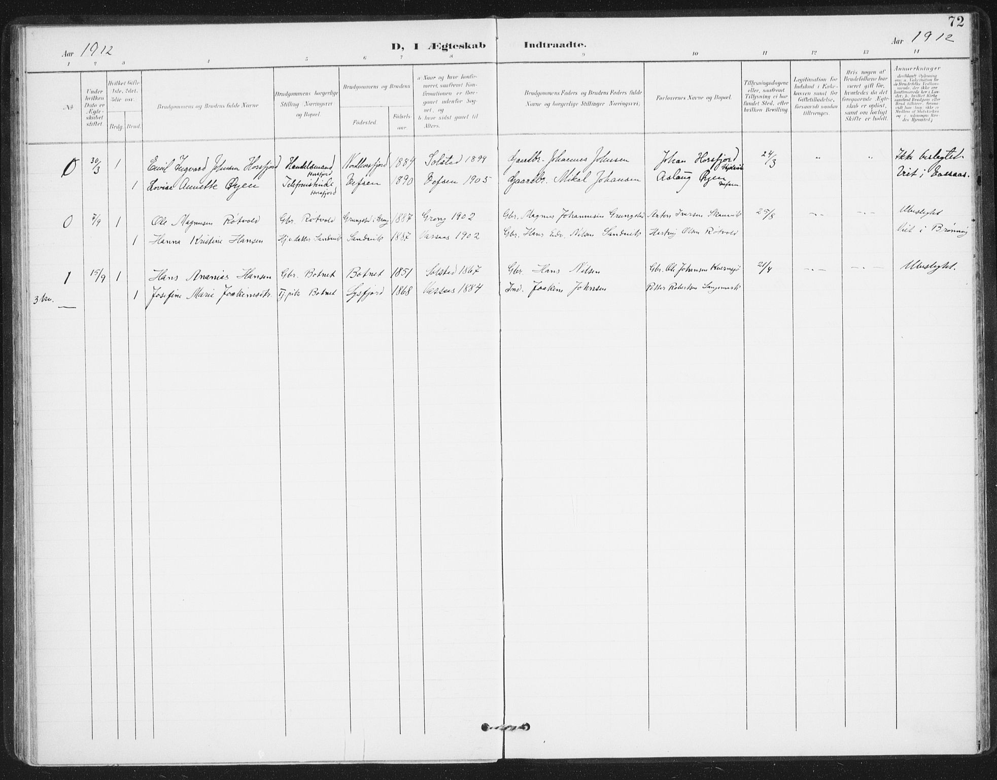 Ministerialprotokoller, klokkerbøker og fødselsregistre - Nordland, AV/SAT-A-1459/811/L0167: Parish register (official) no. 811A04, 1899-1913, p. 72