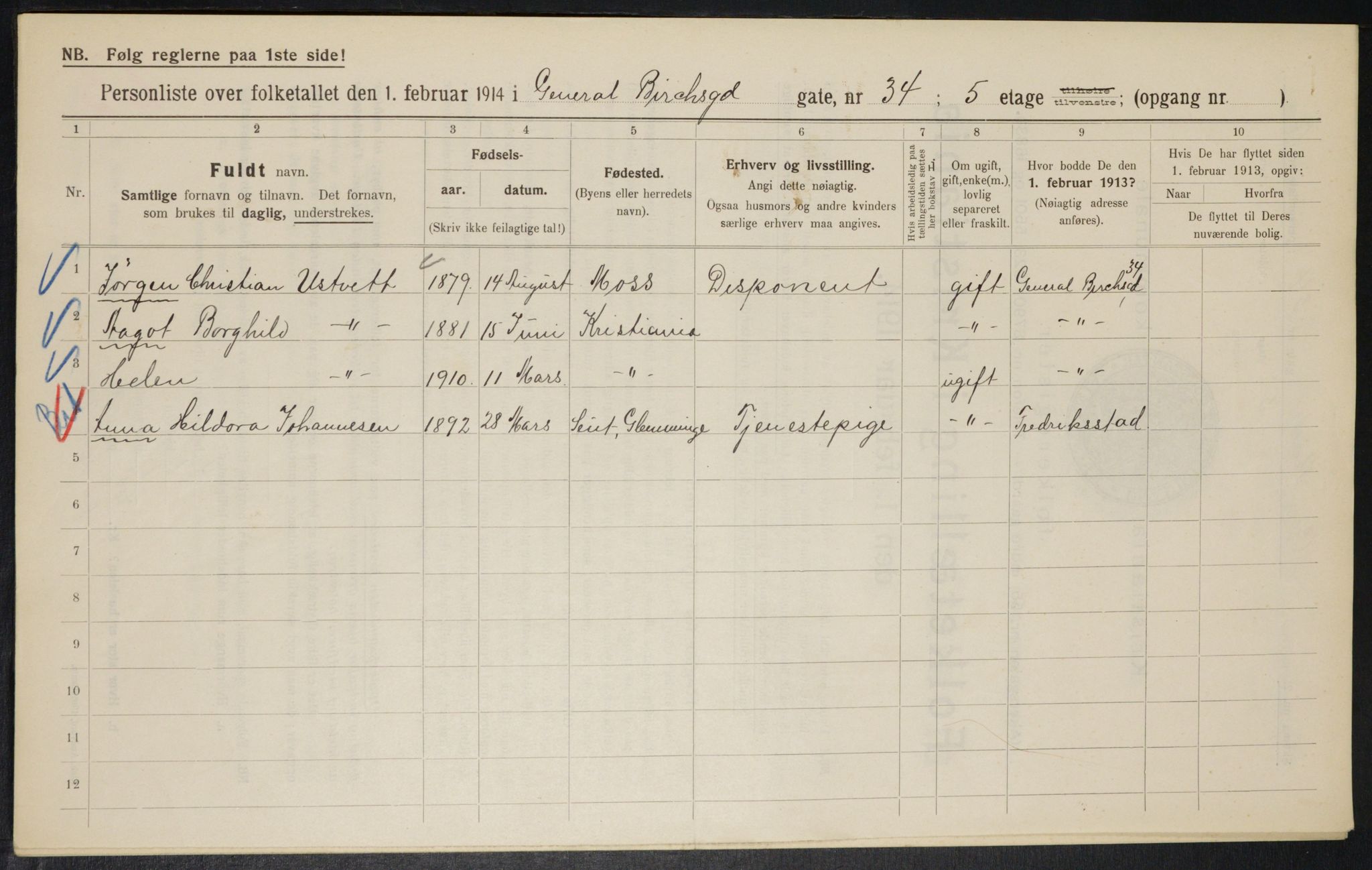 OBA, Municipal Census 1914 for Kristiania, 1914, p. 29306