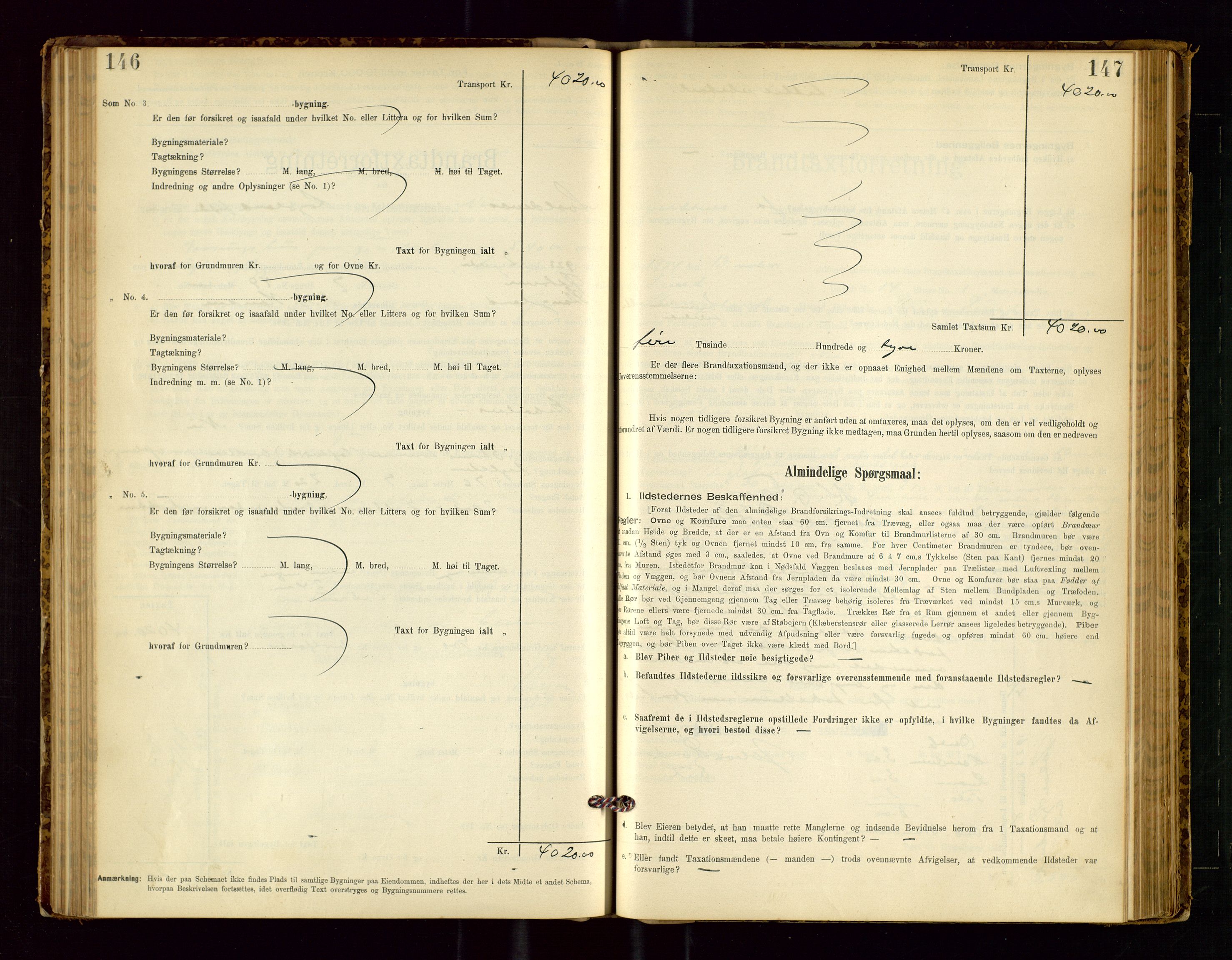 Avaldsnes lensmannskontor, SAST/A-100286/Gob/L0001: "Brandtaxationsprotokol for Avaldsnes Lensmandsdistrikt Ryfylke Fogderi", 1894-1925, p. 146-147