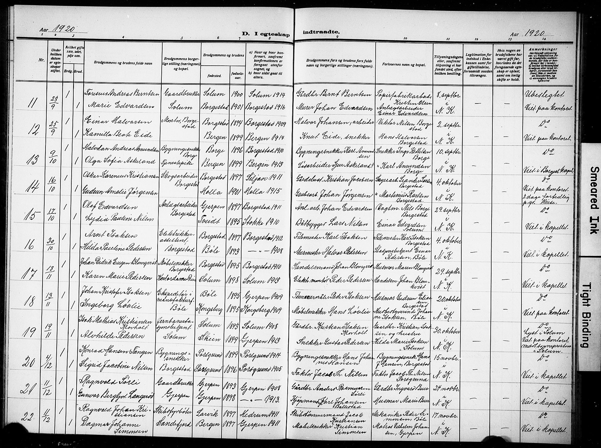Gjerpen kirkebøker, AV/SAKO-A-265/G/Gb/L0001: Parish register (copy) no. II 1, 1920-1929