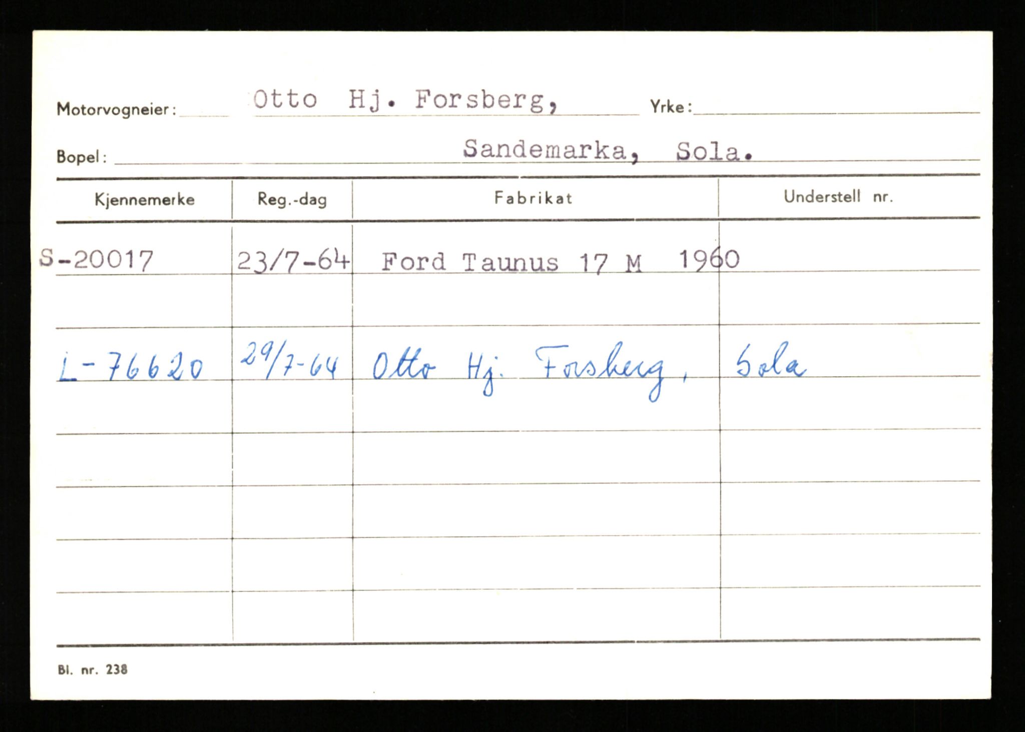 Stavanger trafikkstasjon, AV/SAST-A-101942/0/G/L0004: Registreringsnummer: 15497 - 22957, 1930-1971, p. 2000