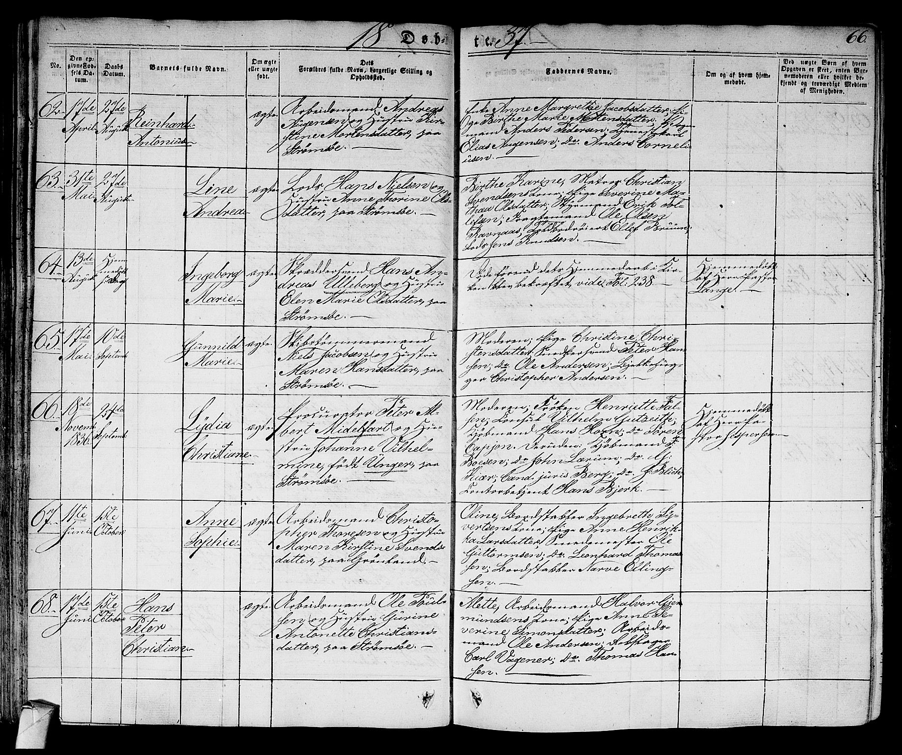 Strømsø kirkebøker, SAKO/A-246/F/Fa/L0012: Parish register (official) no. I 12, 1830-1847, p. 66