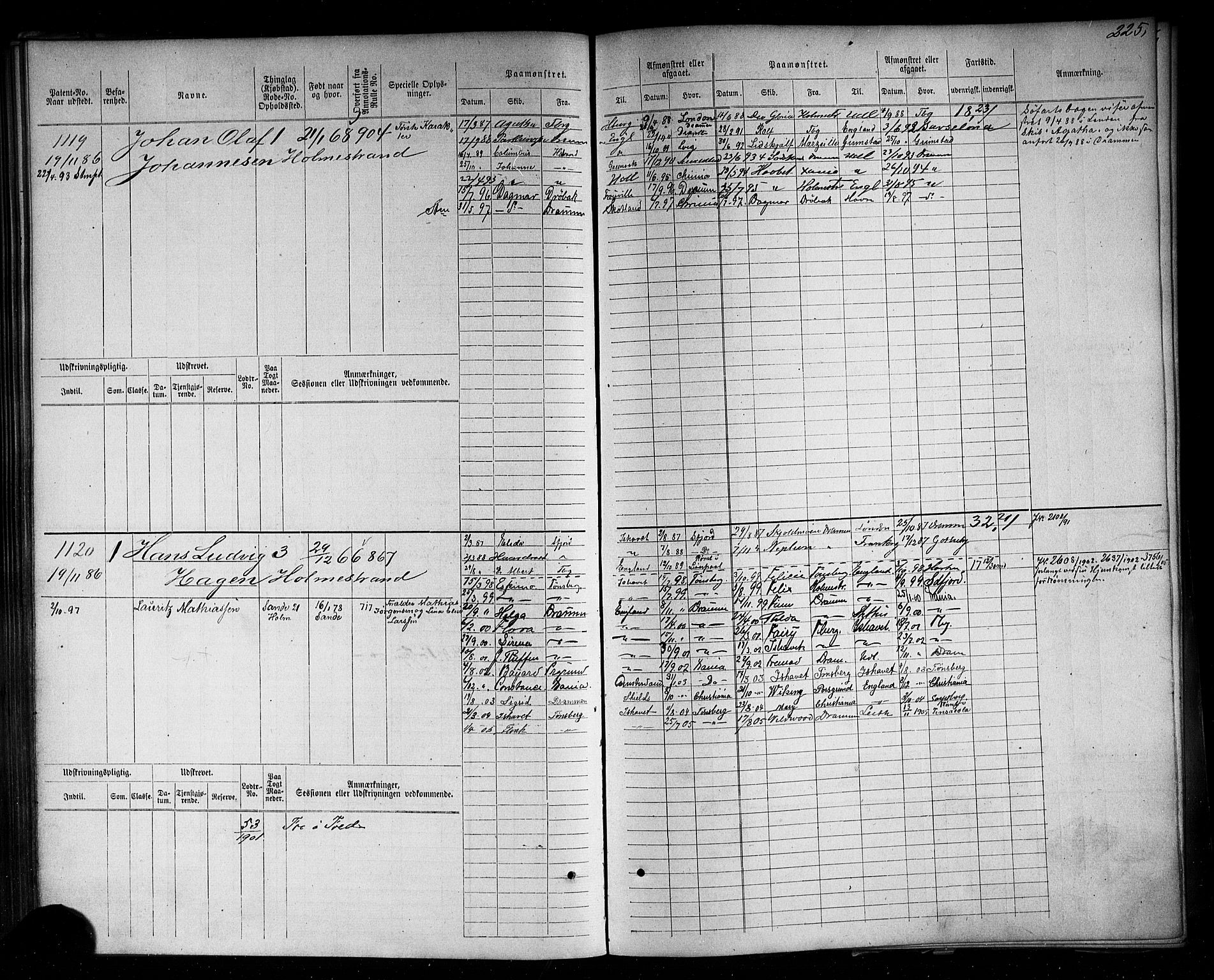 Holmestrand innrulleringskontor, AV/SAKO-A-1151/F/Fc/L0004: Hovedrulle, 1872-1913, p. 264