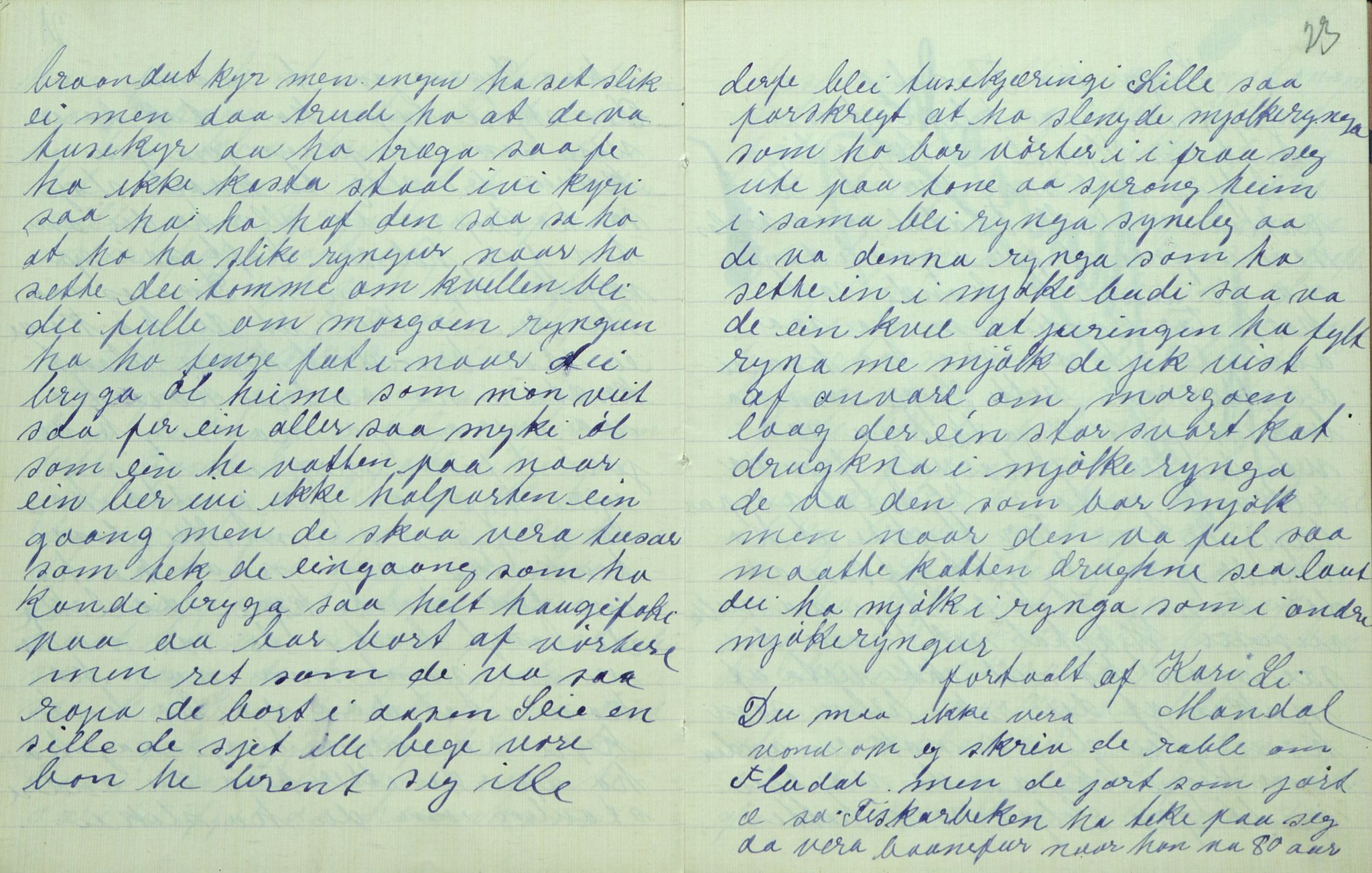 Rikard Berge, TEMU/TGM-A-1003/F/L0007/0024: 251-299 / 274 Uppskriftir av Gunhild Kivle. Viser, segner, eventyr, 1915, p. 22-23