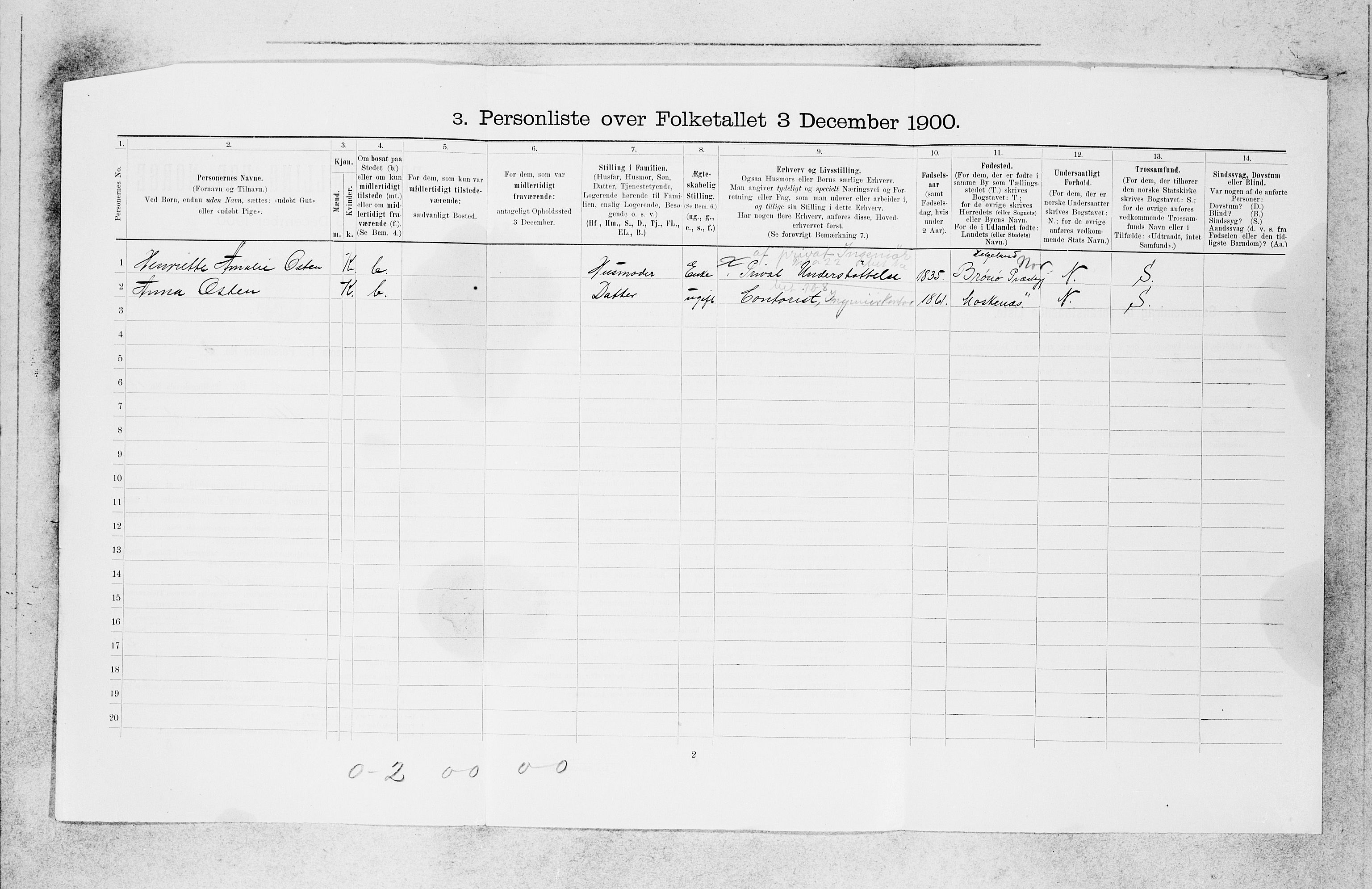 SAB, 1900 census for Bergen, 1900, p. 26345