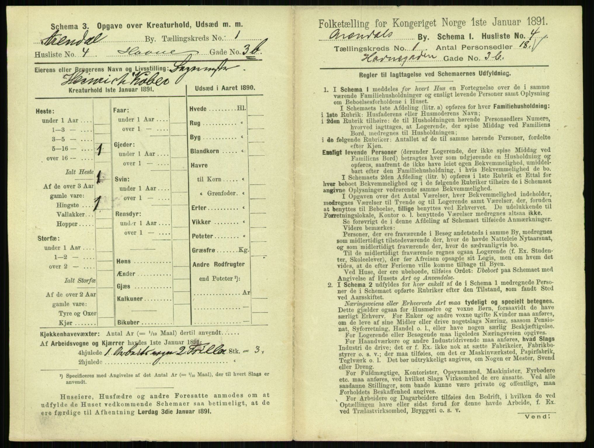 RA, 1891 census for 0903 Arendal, 1891, p. 42