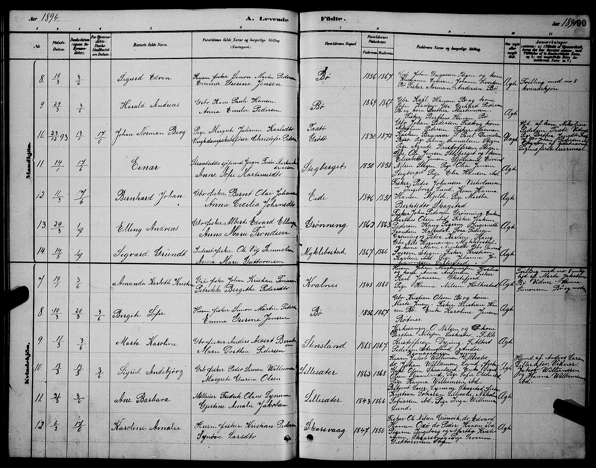 Ministerialprotokoller, klokkerbøker og fødselsregistre - Nordland, AV/SAT-A-1459/855/L0816: Parish register (copy) no. 855C05, 1879-1894, p. 90