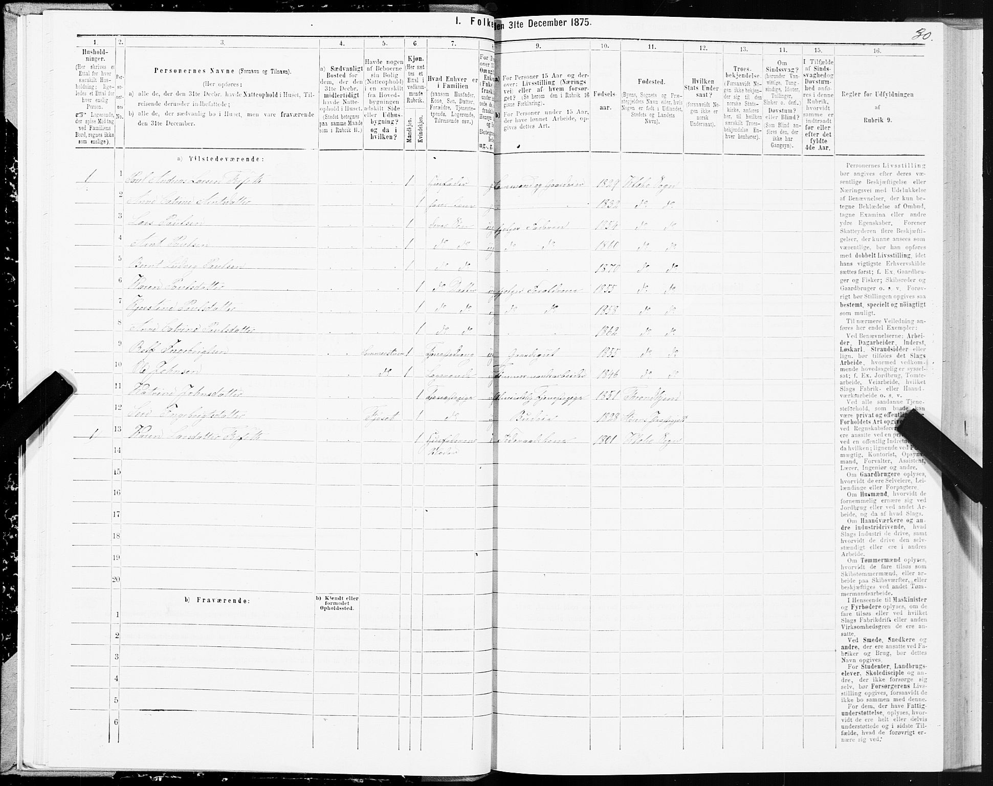 SAT, 1875 census for 1662P Klæbu, 1875, p. 1030