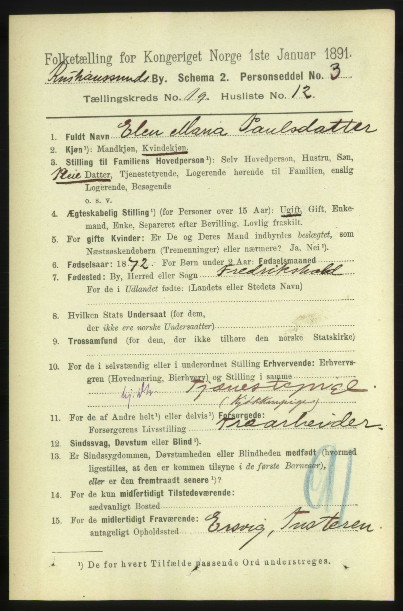 RA, 1891 census for 1503 Kristiansund, 1891, p. 12605