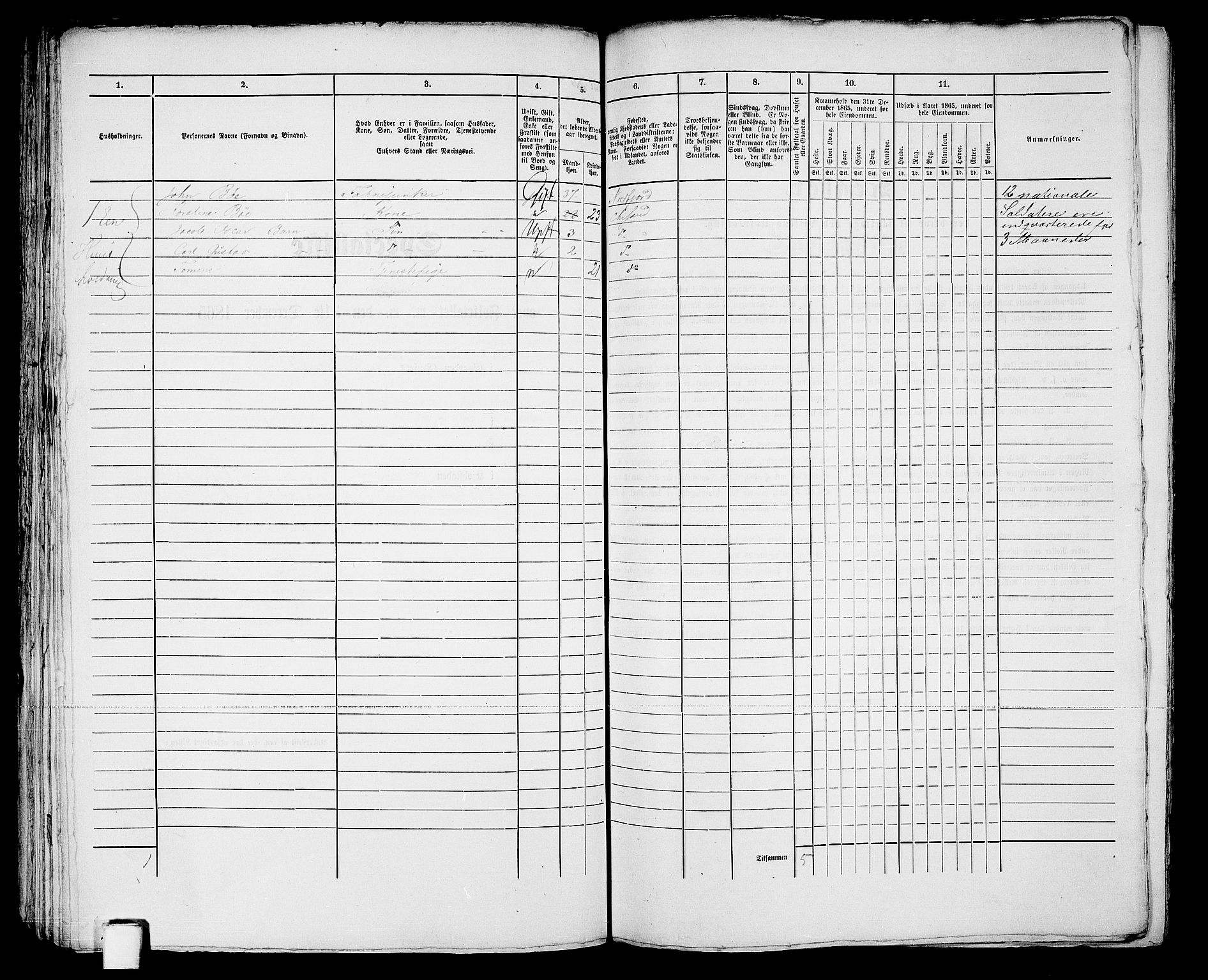 RA, 1865 census for Kristiansand, 1865, p. 1221