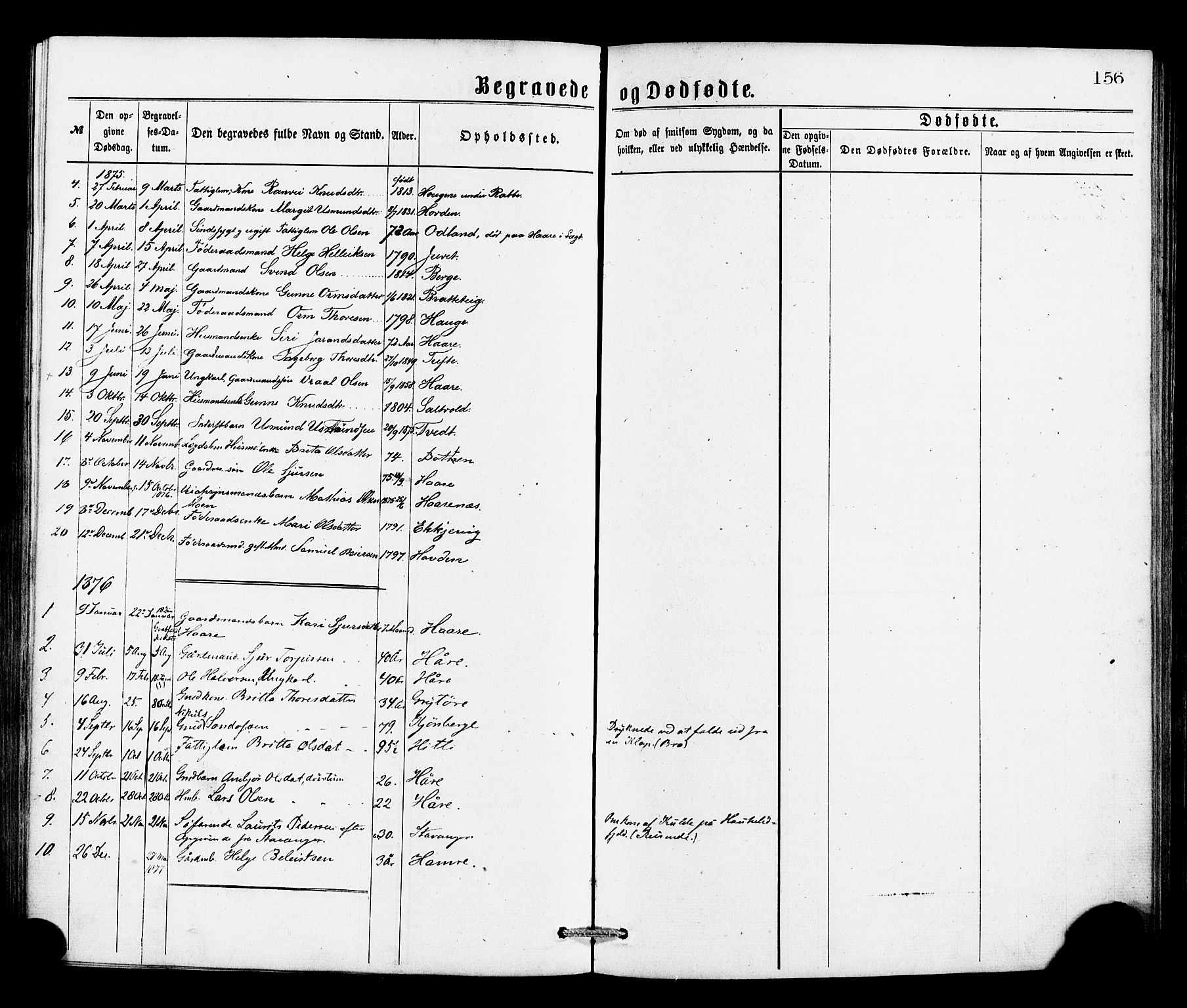 Røldal sokneprestembete, SAB/A-100247: Parish register (official) no. A 4, 1870-1886, p. 156