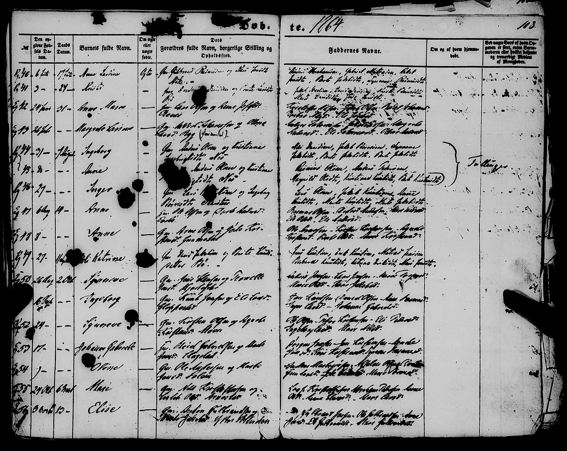 Gloppen sokneprestembete, AV/SAB-A-80101/H/Haa/Haaa/L0009: Parish register (official) no. A 9, 1855-1870, p. 103