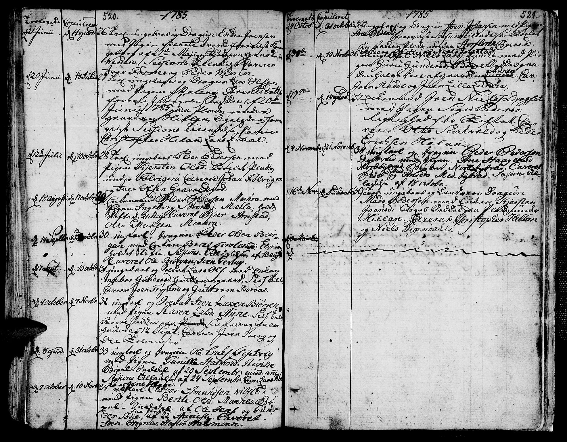 Ministerialprotokoller, klokkerbøker og fødselsregistre - Nord-Trøndelag, SAT/A-1458/709/L0059: Parish register (official) no. 709A06, 1781-1797, p. 520-521