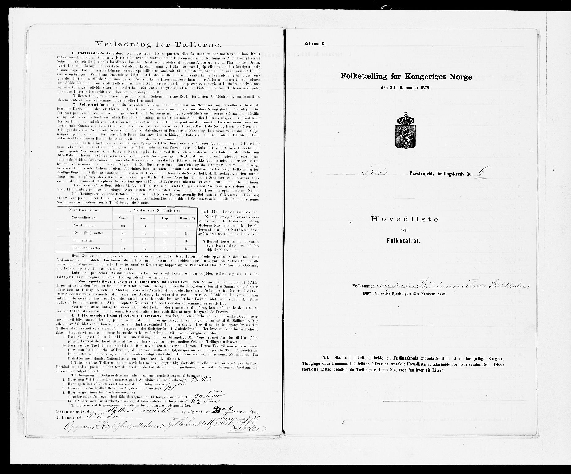 SAB, 1875 census for 1246P Fjell, 1875, p. 14