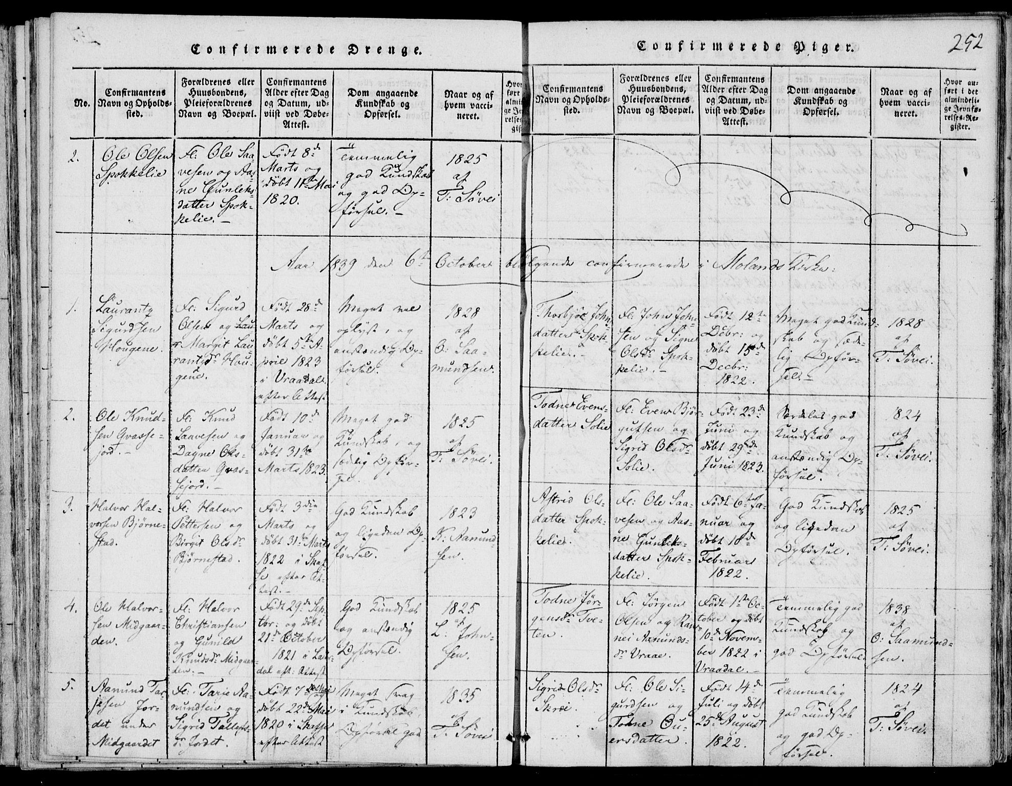 Fyresdal kirkebøker, AV/SAKO-A-263/F/Fb/L0001: Parish register (official) no. II 1, 1815-1854, p. 252