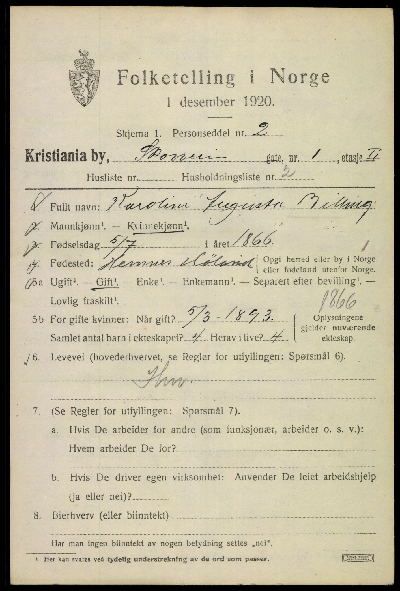 SAO, 1920 census for Kristiania, 1920, p. 515307