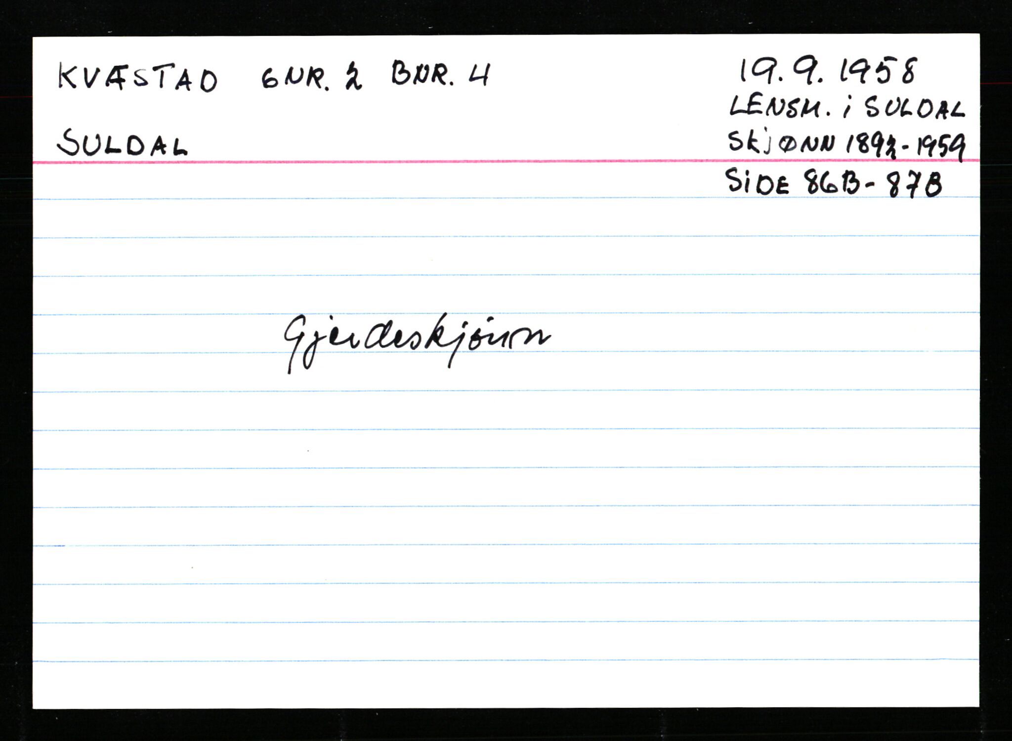 Statsarkivet i Stavanger, AV/SAST-A-101971/03/Y/Ym/L0033: Åstedskort sortert etter gårdsnavn: Kvelland - Lagestranden, 1600-1950, p. 278