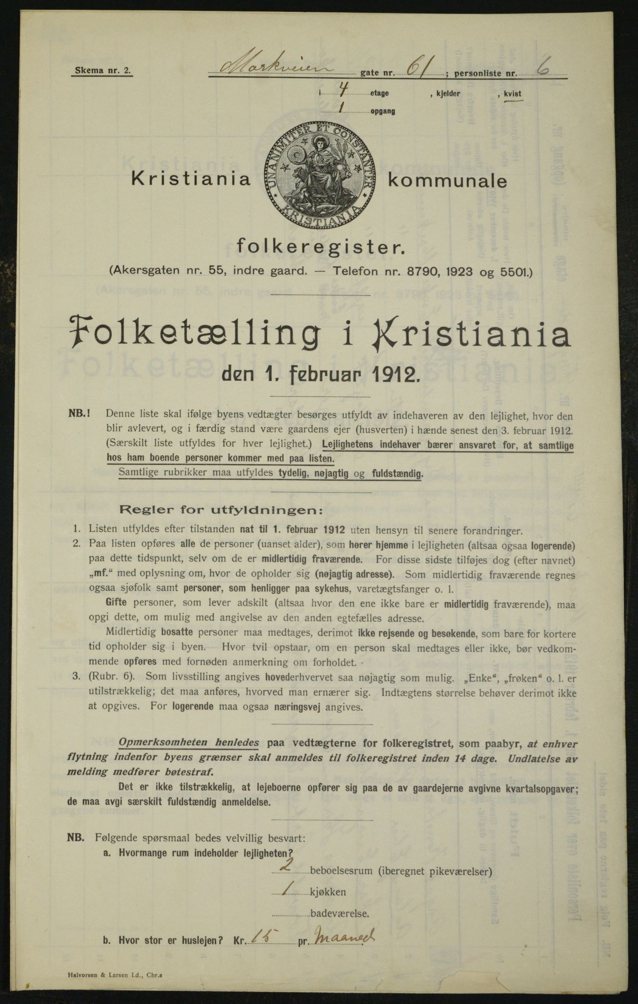 OBA, Municipal Census 1912 for Kristiania, 1912, p. 64853