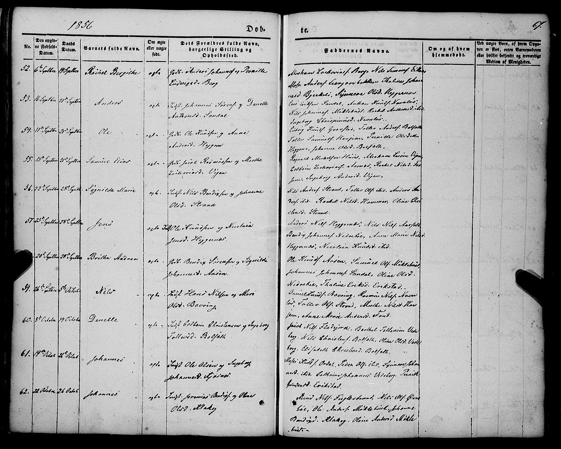 Jølster sokneprestembete, SAB/A-80701/H/Haa/Haaa/L0010: Parish register (official) no. A 10, 1847-1865, p. 67