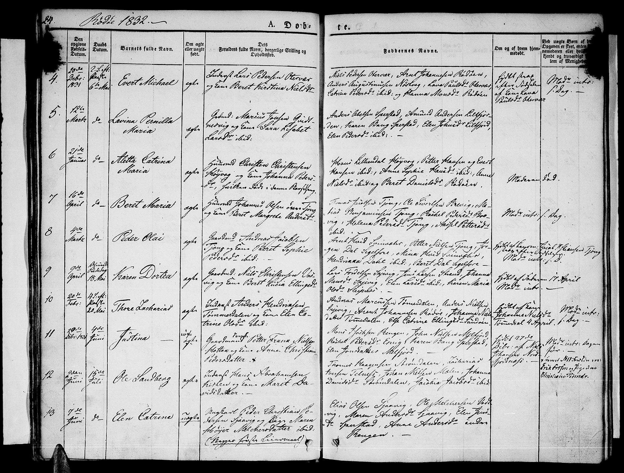Ministerialprotokoller, klokkerbøker og fødselsregistre - Nordland, SAT/A-1459/841/L0598: Parish register (official) no. 841A06 /1, 1825-1844, p. 24