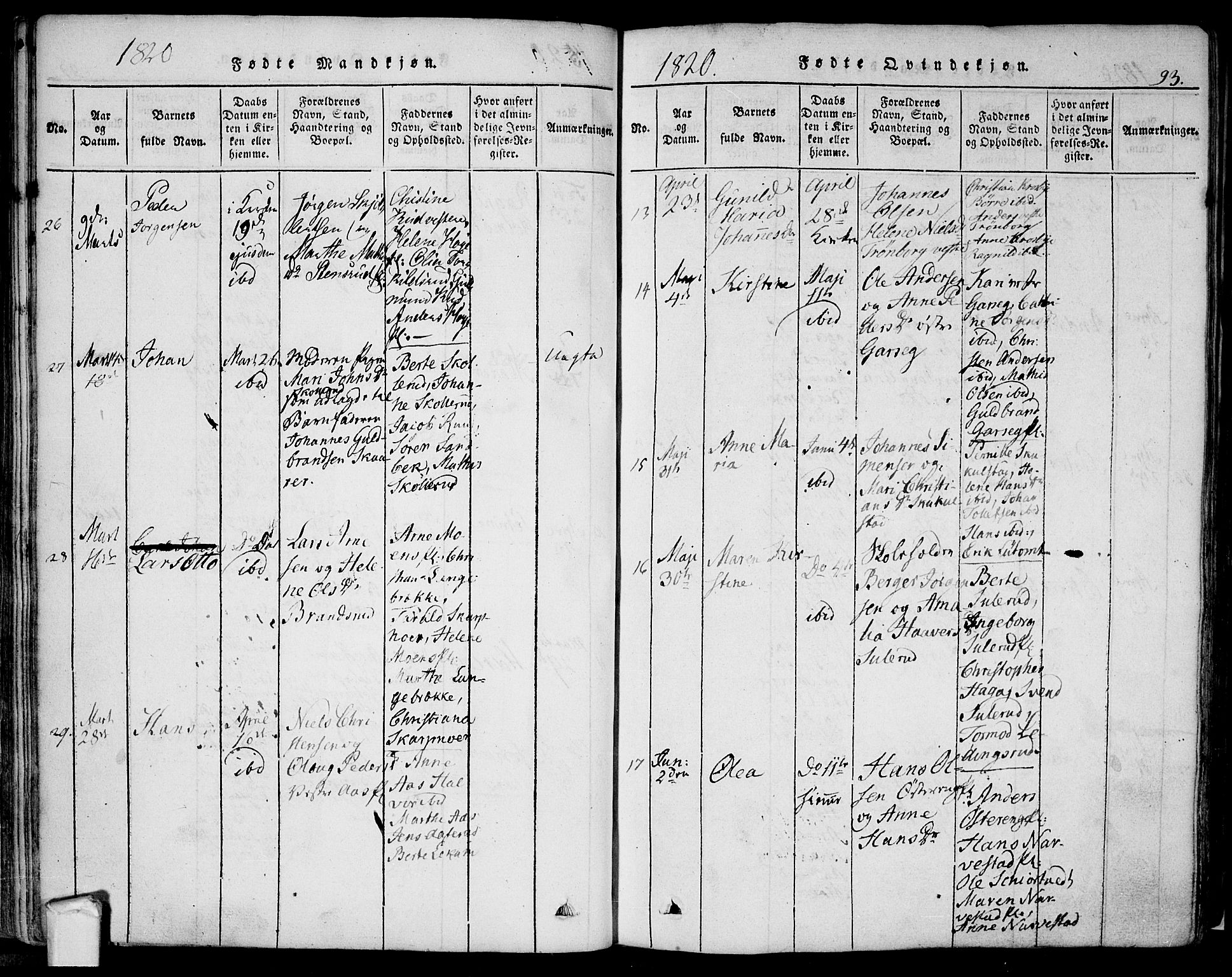 Eidsberg prestekontor Kirkebøker, AV/SAO-A-10905/F/Fa/L0007: Parish register (official) no. I 7, 1814-1832, p. 93